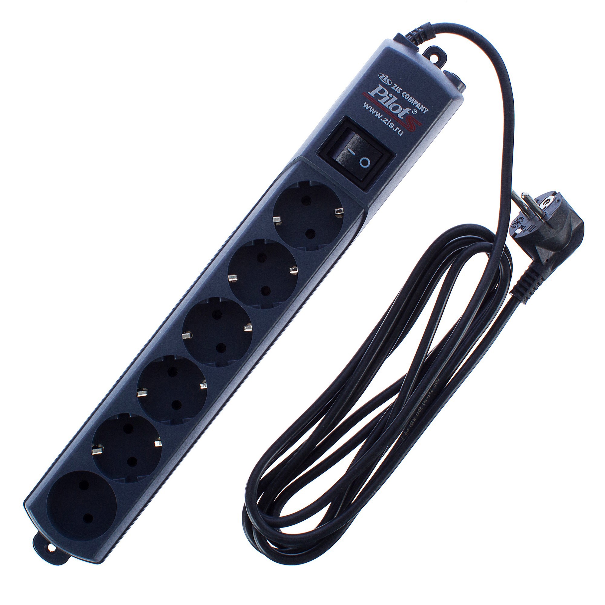 Изображение товара Сетевой фильтр Pilot S 6 розеток с заземлением и защитой 2200 Вт графит