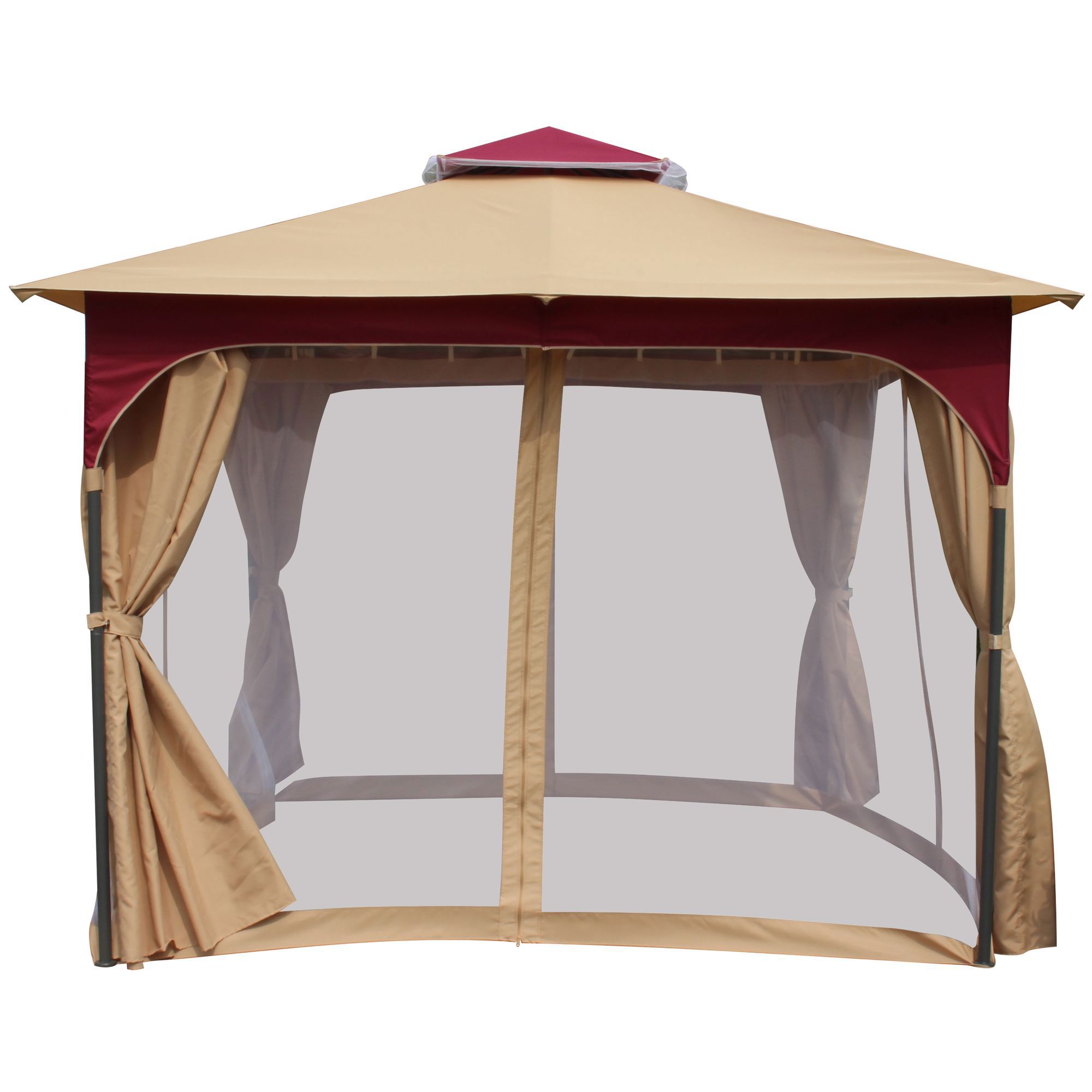 Изображение товара Набор для павильона Сапфир: сетка, тент, сумка для переноски бежевый/ красный