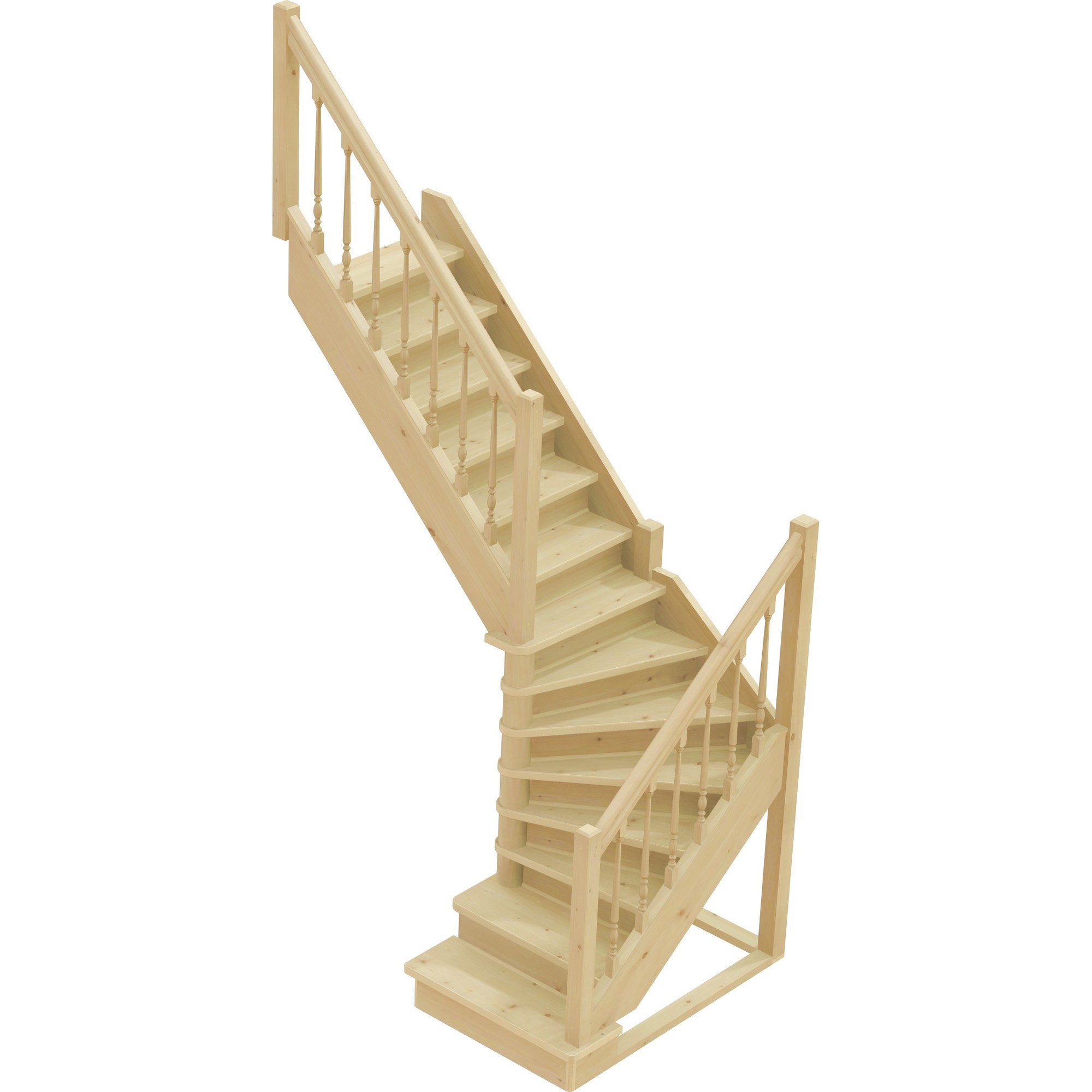 Изображение товара ЛС-225 - поворотная лестница 90°, сосна, 14 ступеней, 730 мм ширина, универсальная