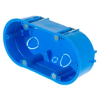 Изображение товара Подрозетник двойной под гипсокартон 65x45 мм с саморезами цвет синий