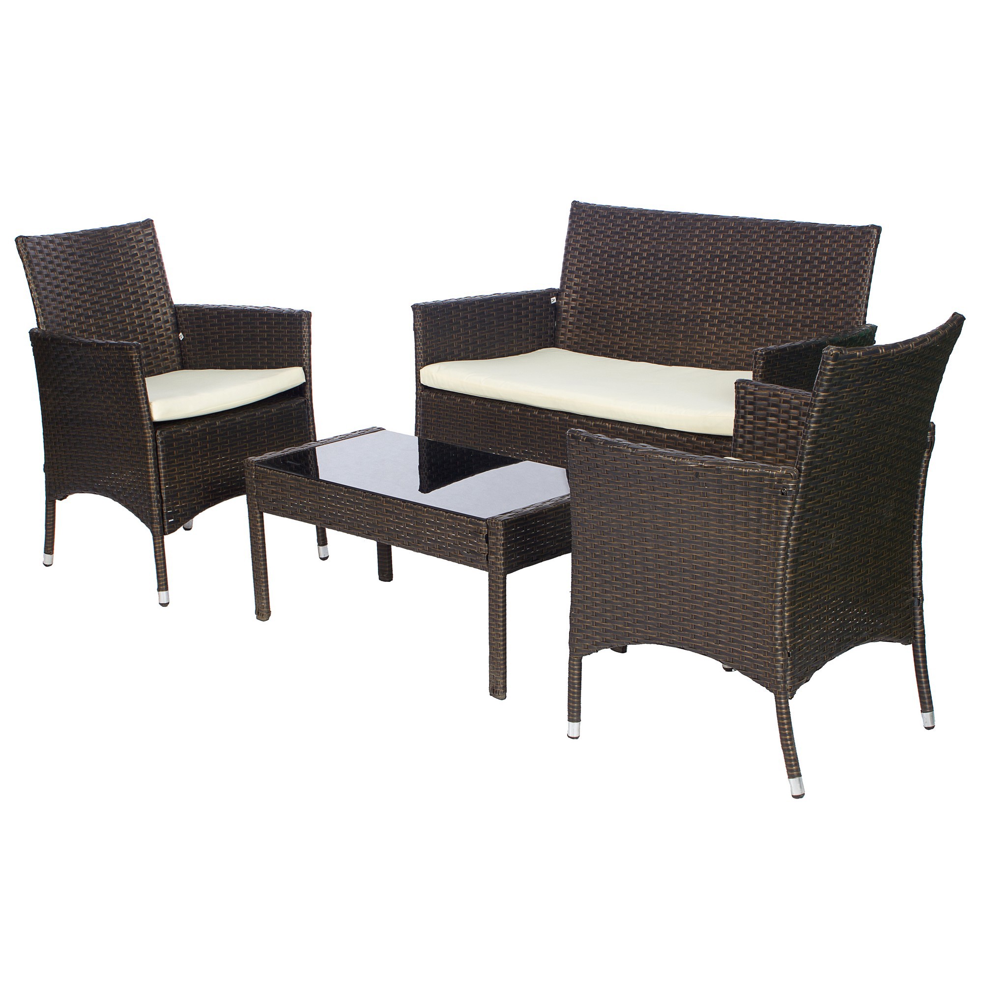 Изображение товара Набор садовой мебели Кофейный из полиротанга 4 предмета для отдыха