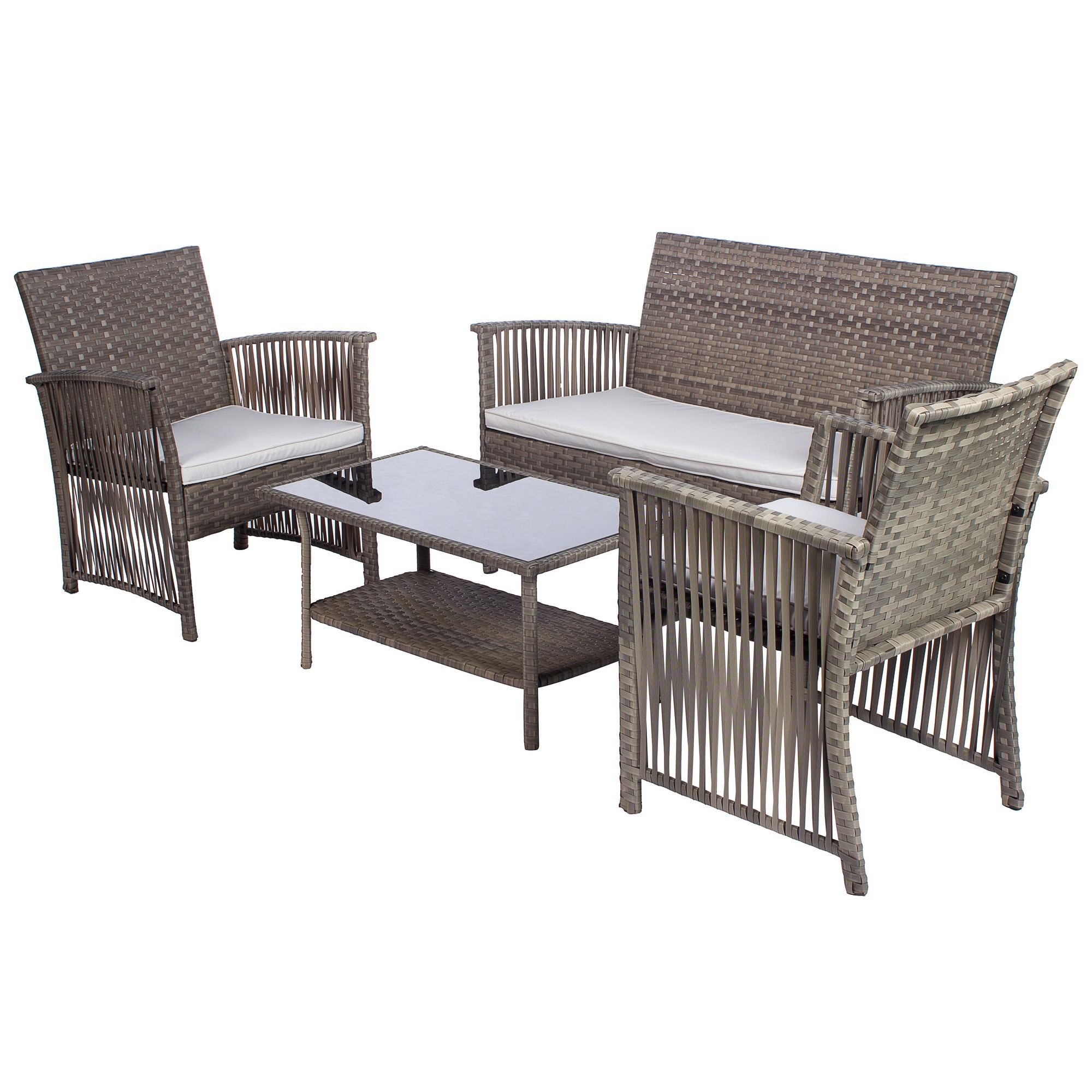 Изображение товара Набор садовой мебели Сеговия 4 предмета со стеклянным столом и ротангом