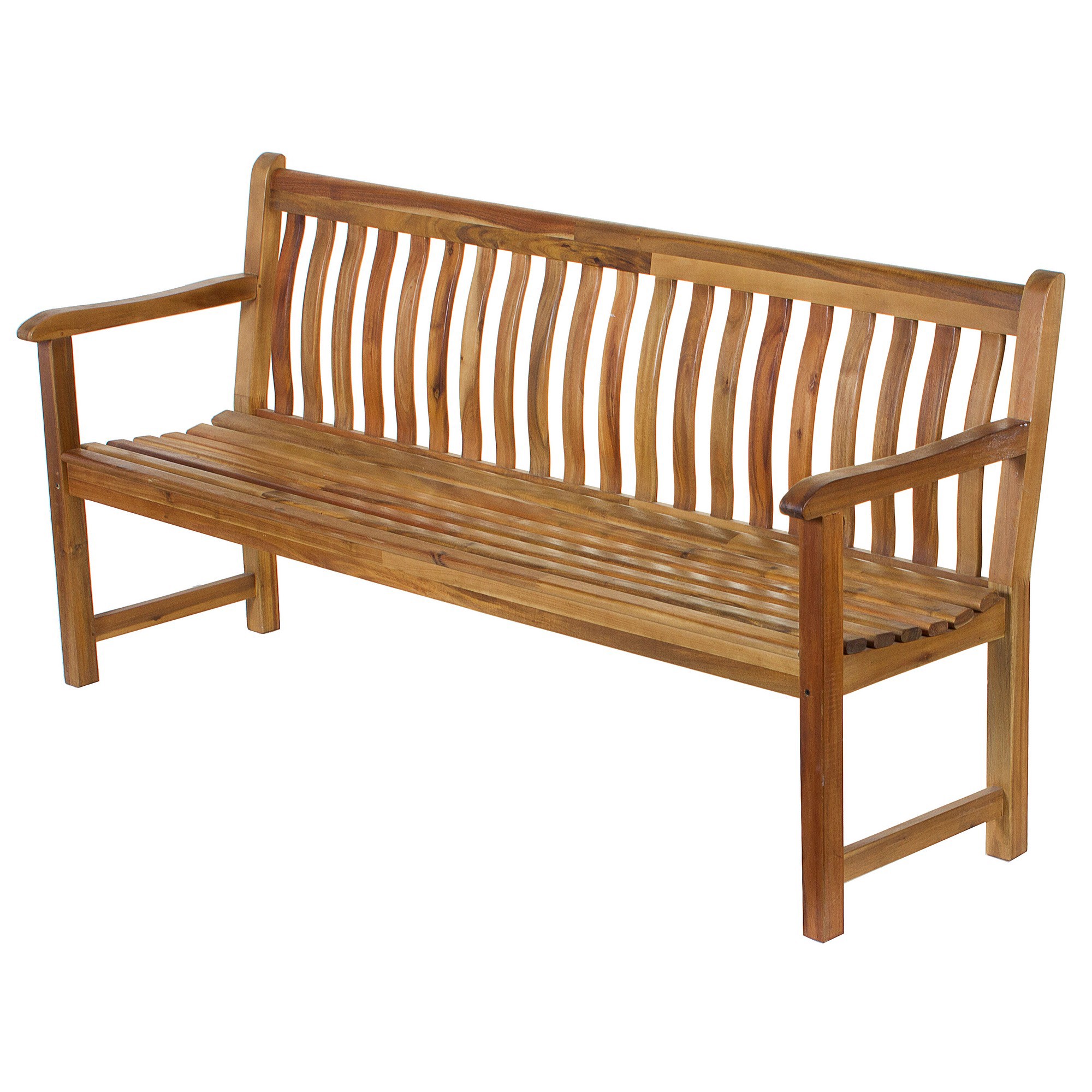 Изображение товара Садовая скамейка Суматра 3 места из светлой полированной древесины