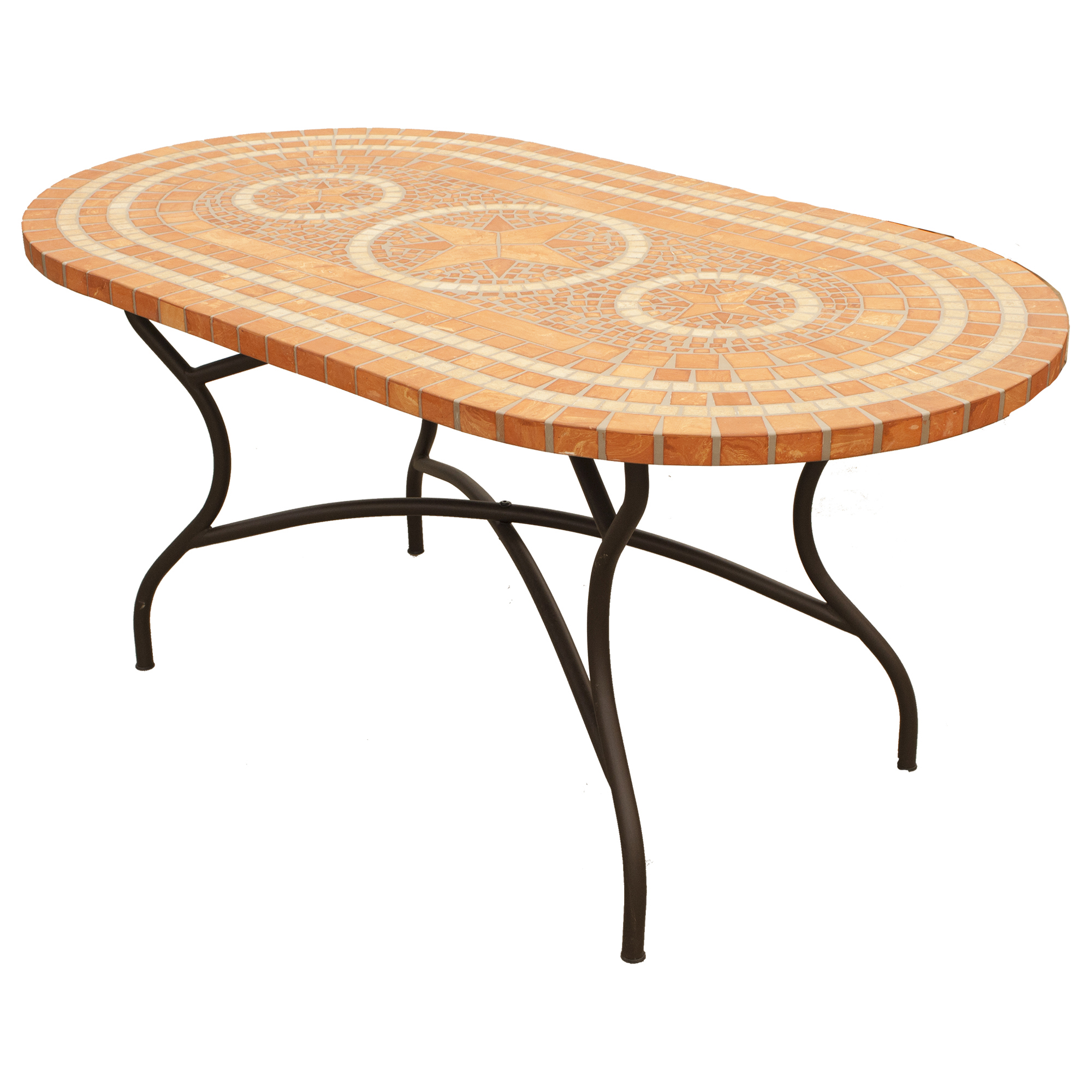 Изображение товара Стол садовый керамический Корфу 90x75x160 см металлический с мозаикой