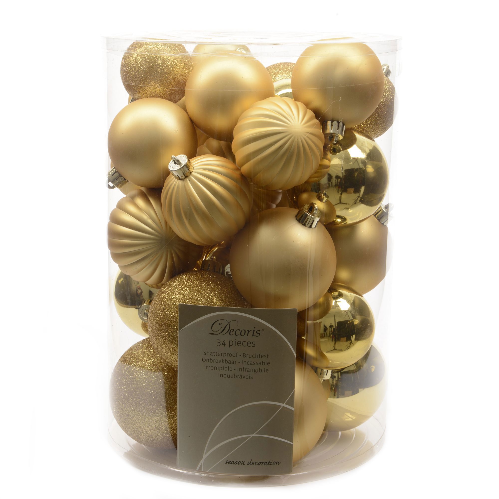 Изображение товара Набор ёлочных шаров «Золотой цвет» 34 шт. (диаметр 5 и 8 см)