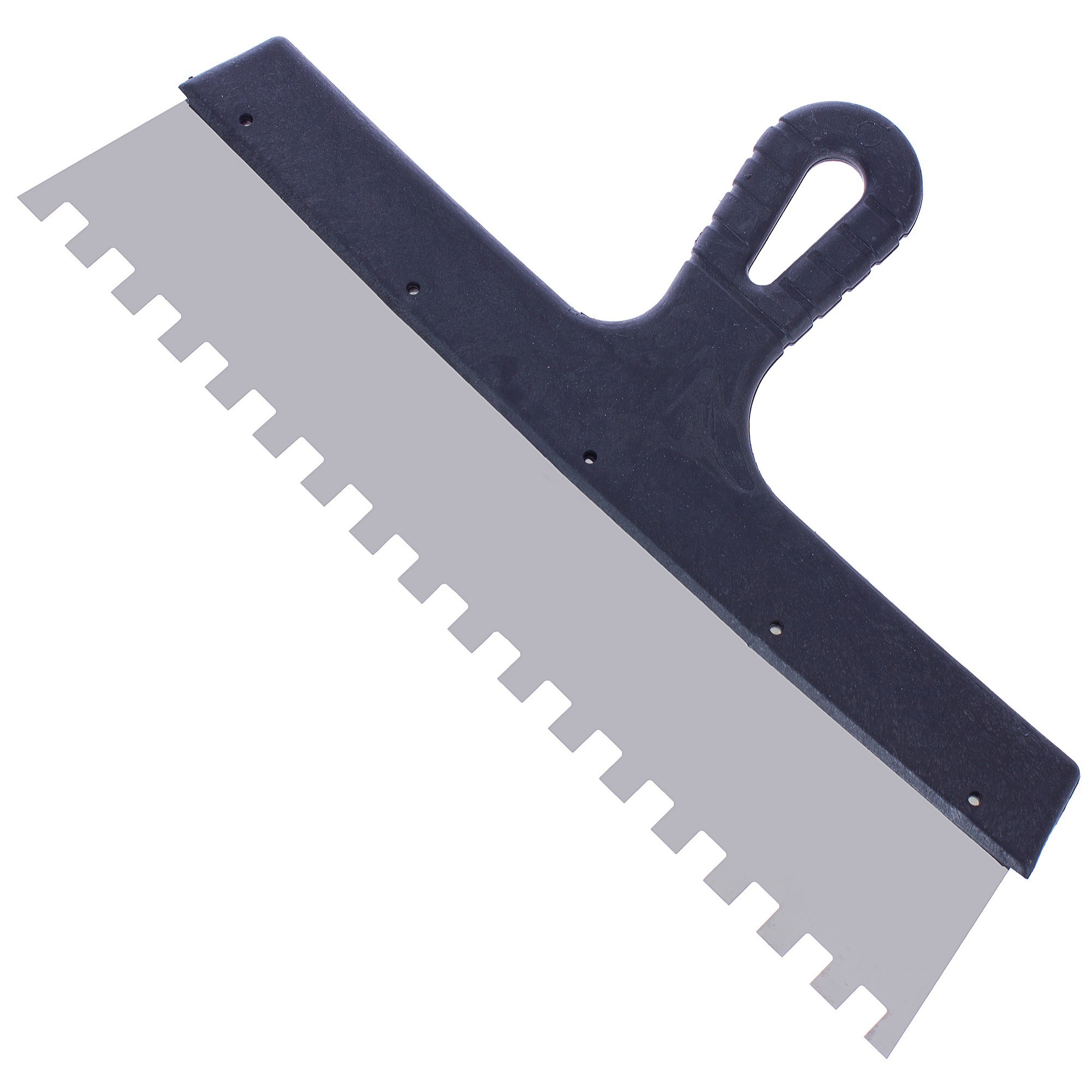 Изображение товара Шпатель зубчатый Интек 350 мм нержавеющая сталь, зуб 10x10 мм