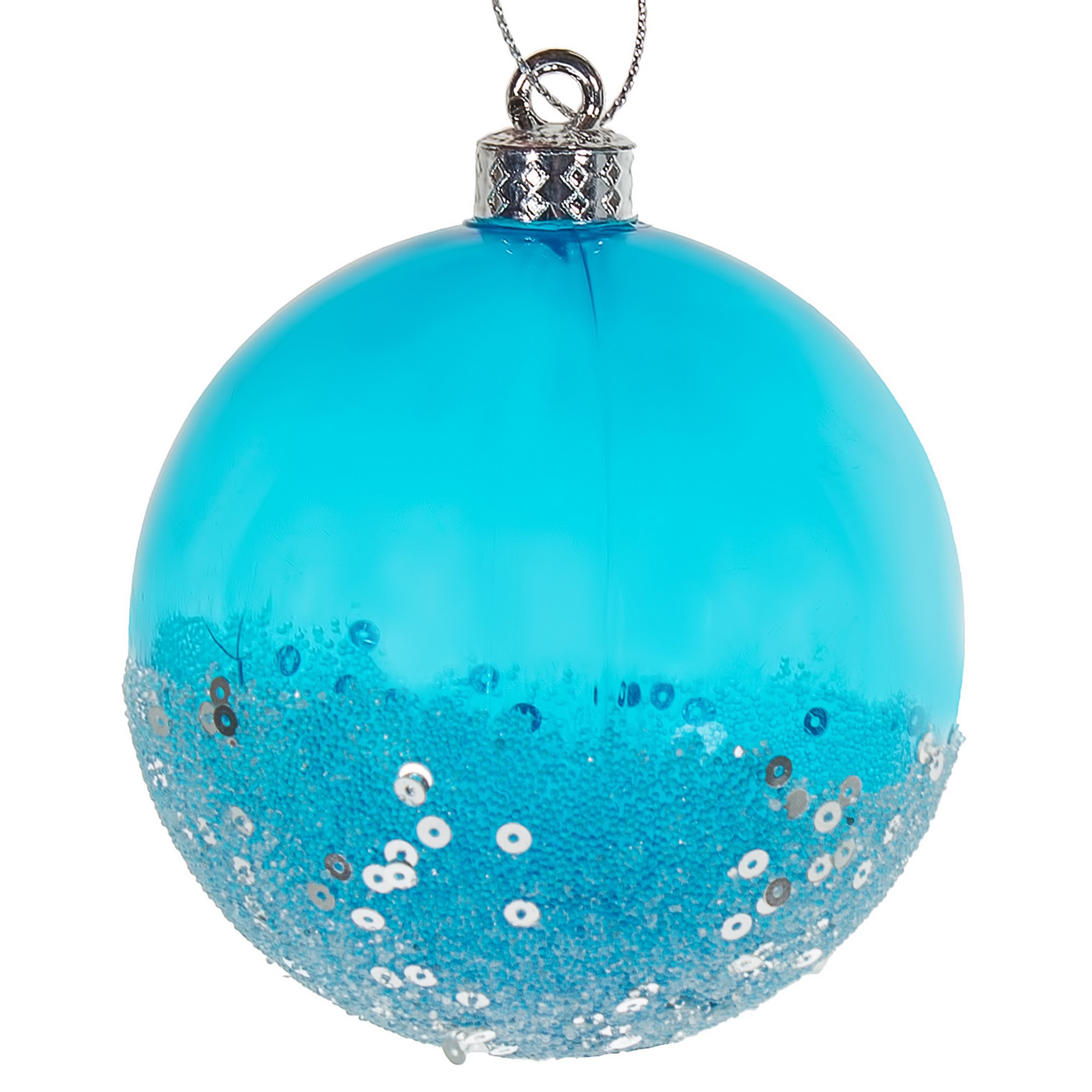 Изображение товара Шар ёлочный с блёстками, 8 см, цвет синий