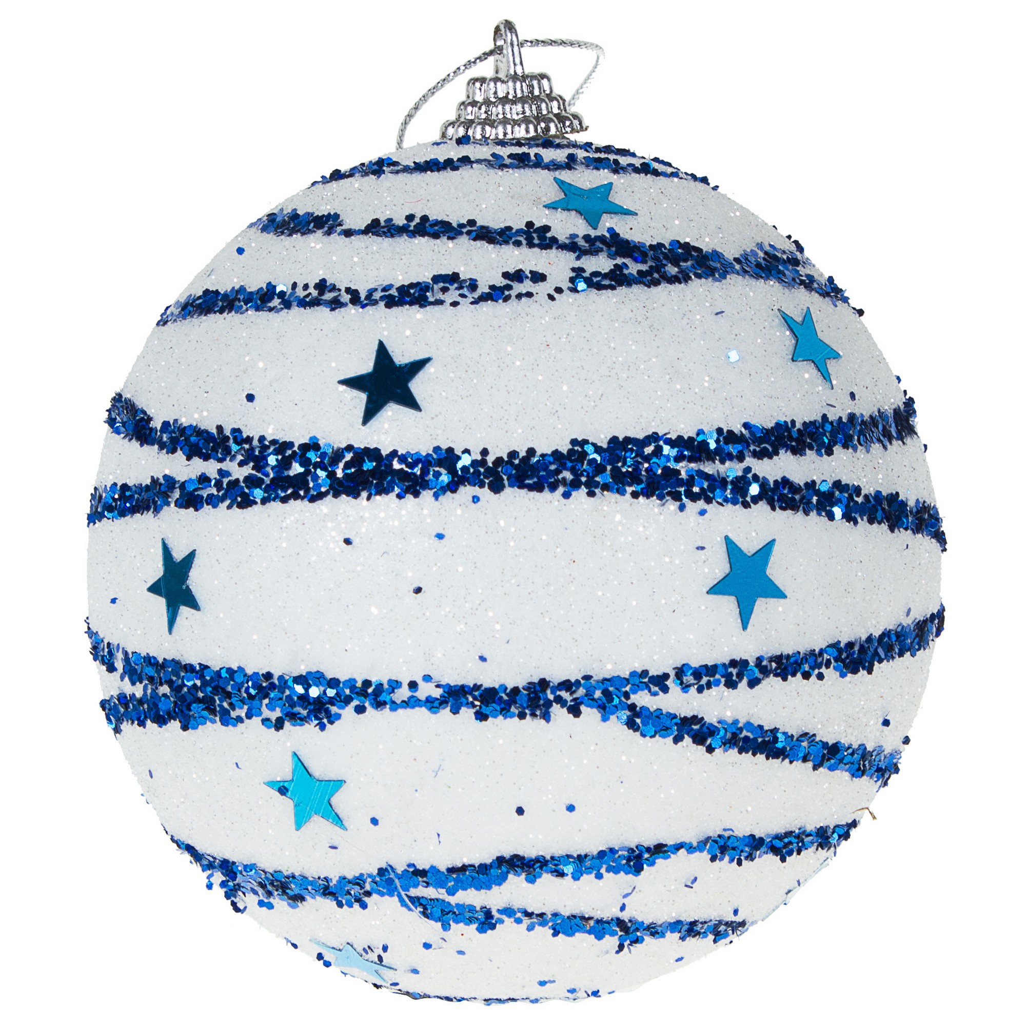 Изображение товара Ёлочный шар Линии 10 см синий блестящий новогодний декор