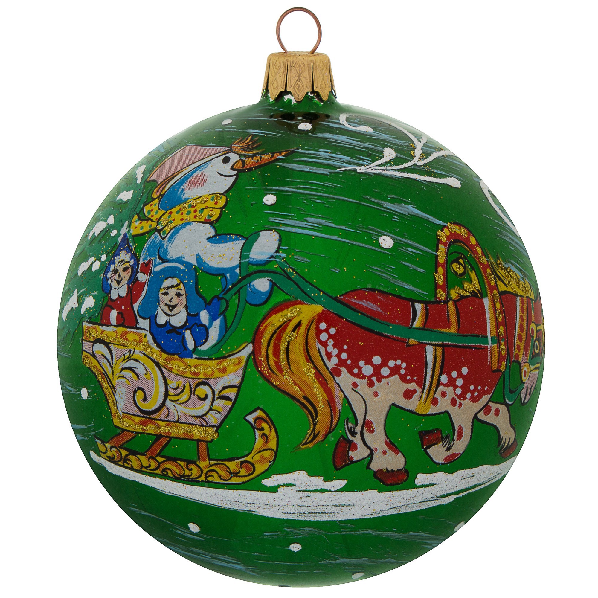 Изображение товара Шар ёлочный «Дети на санях» 10 см