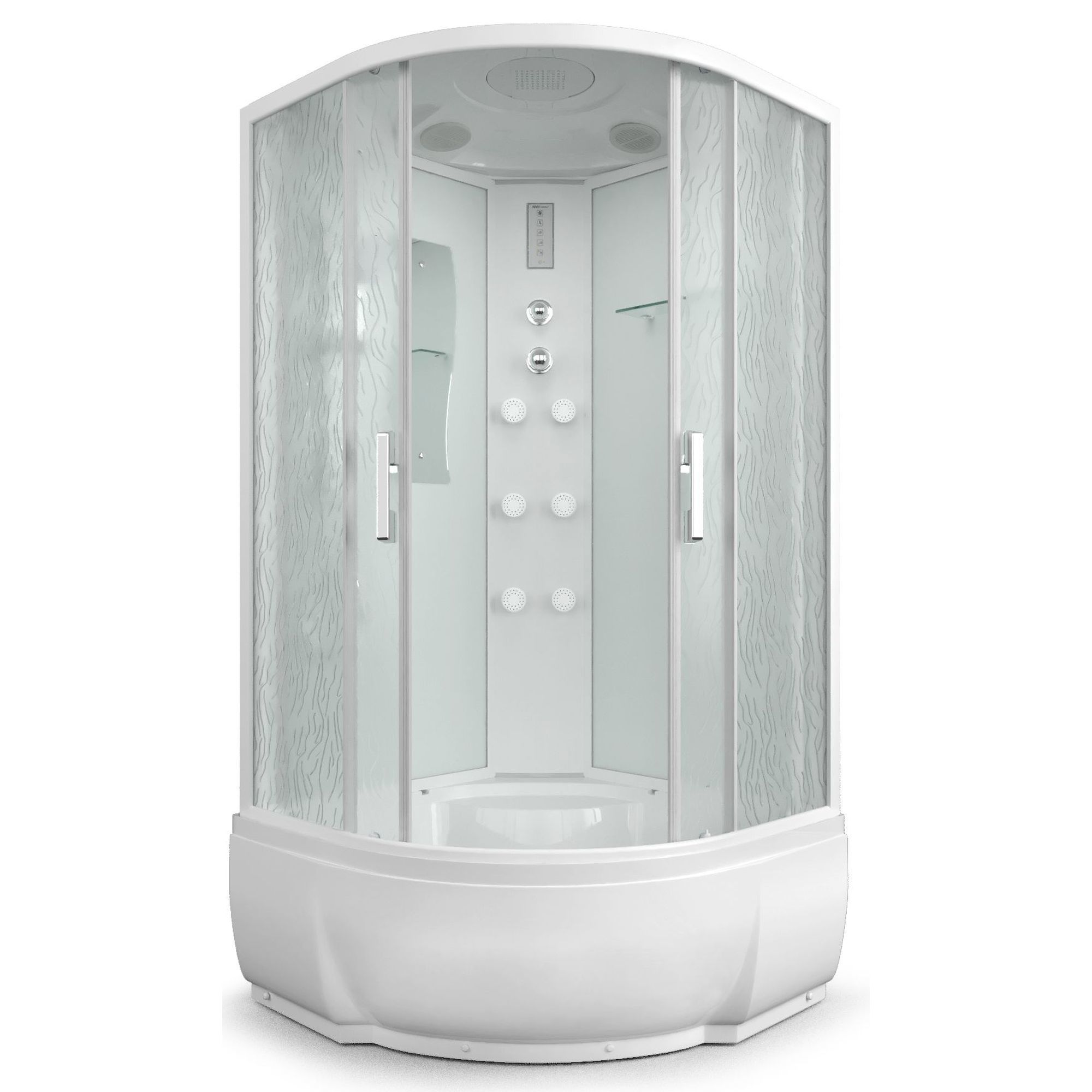 Изображение товара Душевая кабина с гидромассажем Mirwell высокий поддон 100х100 см