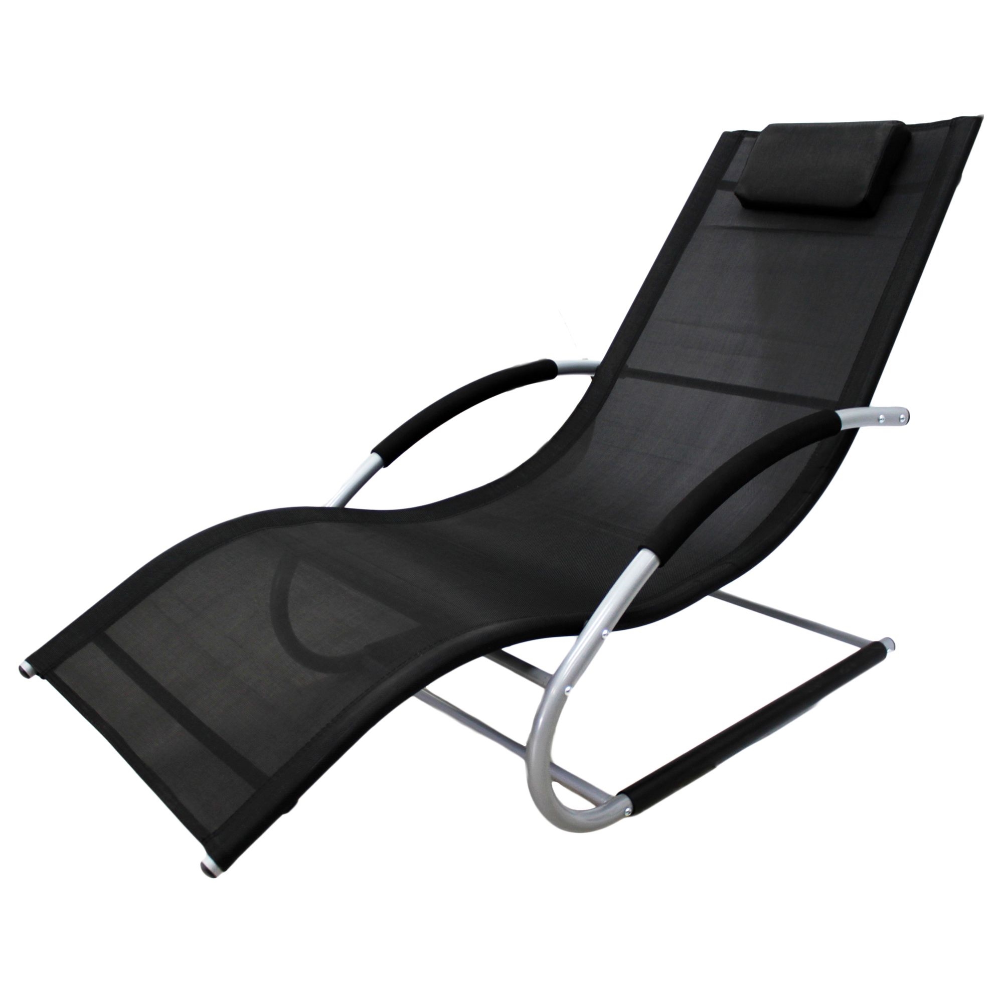 Изображение товара Шезлонг-качалка сталь и текстиль черного цвета