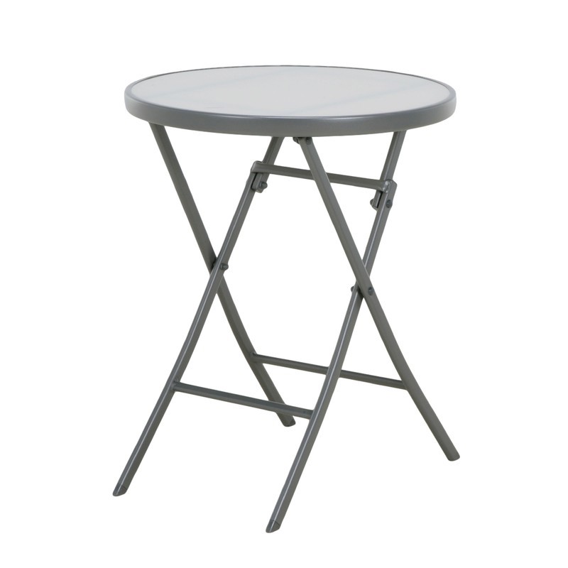 Изображение товара Стол садовый складной 60x71x60 см, металл/стекло, цвет серый