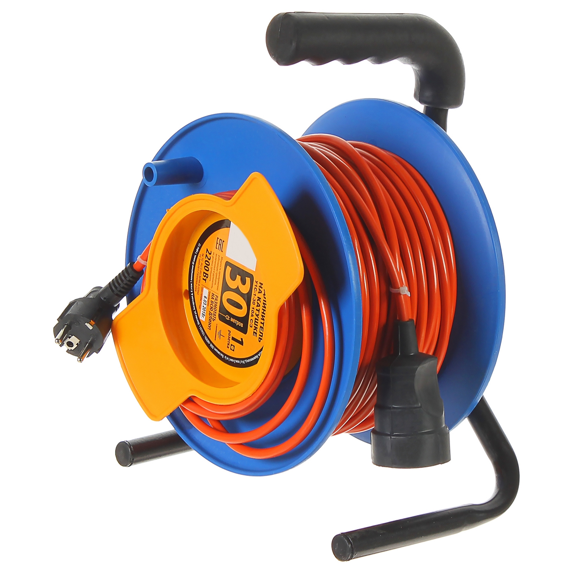 Изображение товара Удлинитель на катушке 1 розетка с заземлением 30 м