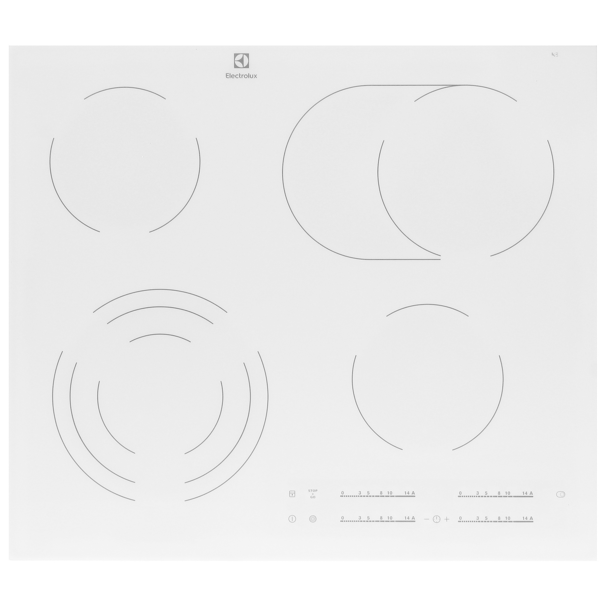 Изображение товара Стеклокерамическая варочная панель Electrolux CKE6450WC 4 конфорки белая