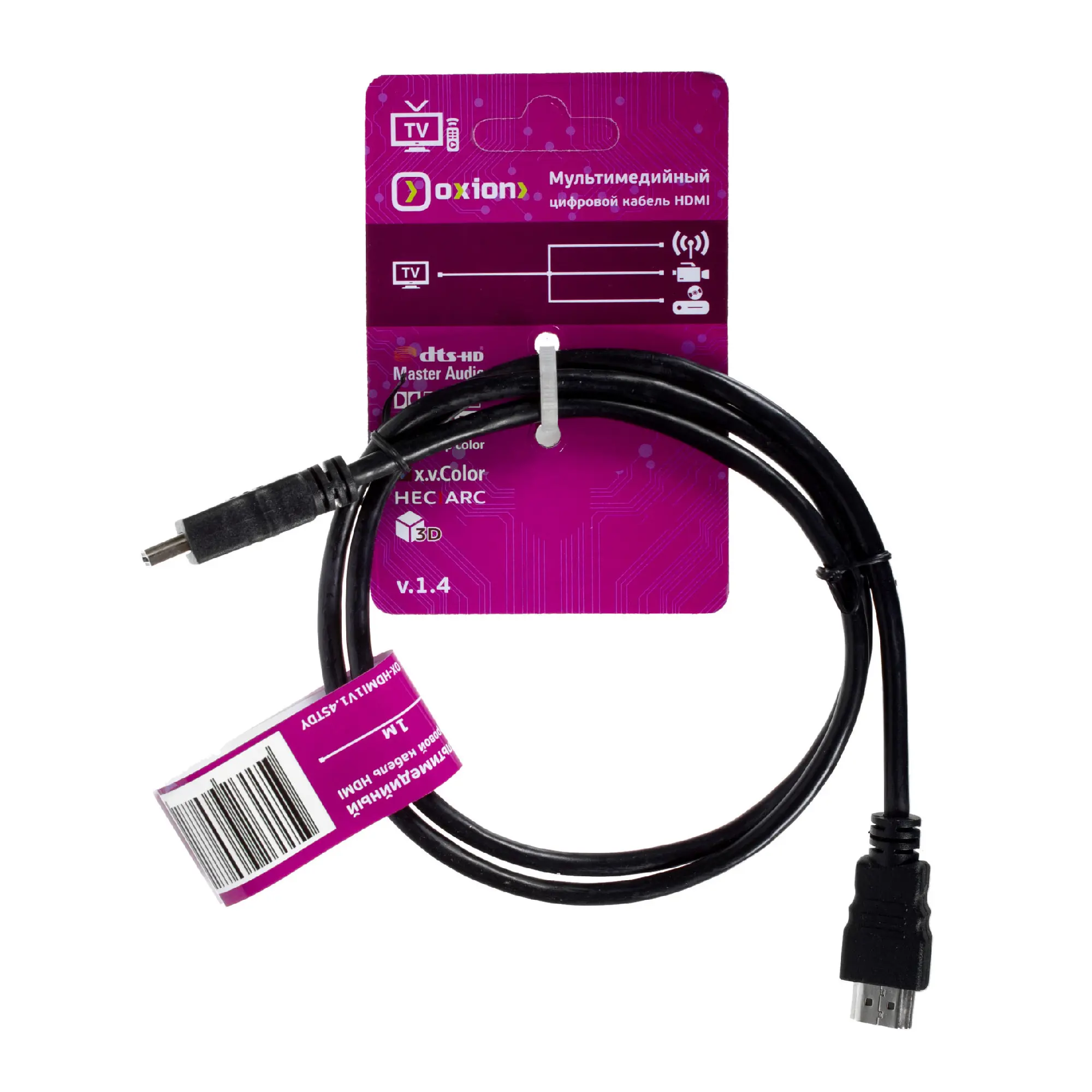 Кабель HDMI 3D Oxion «Стандарт» 1 м, ПВХ/медь, цвет чёрный - 2