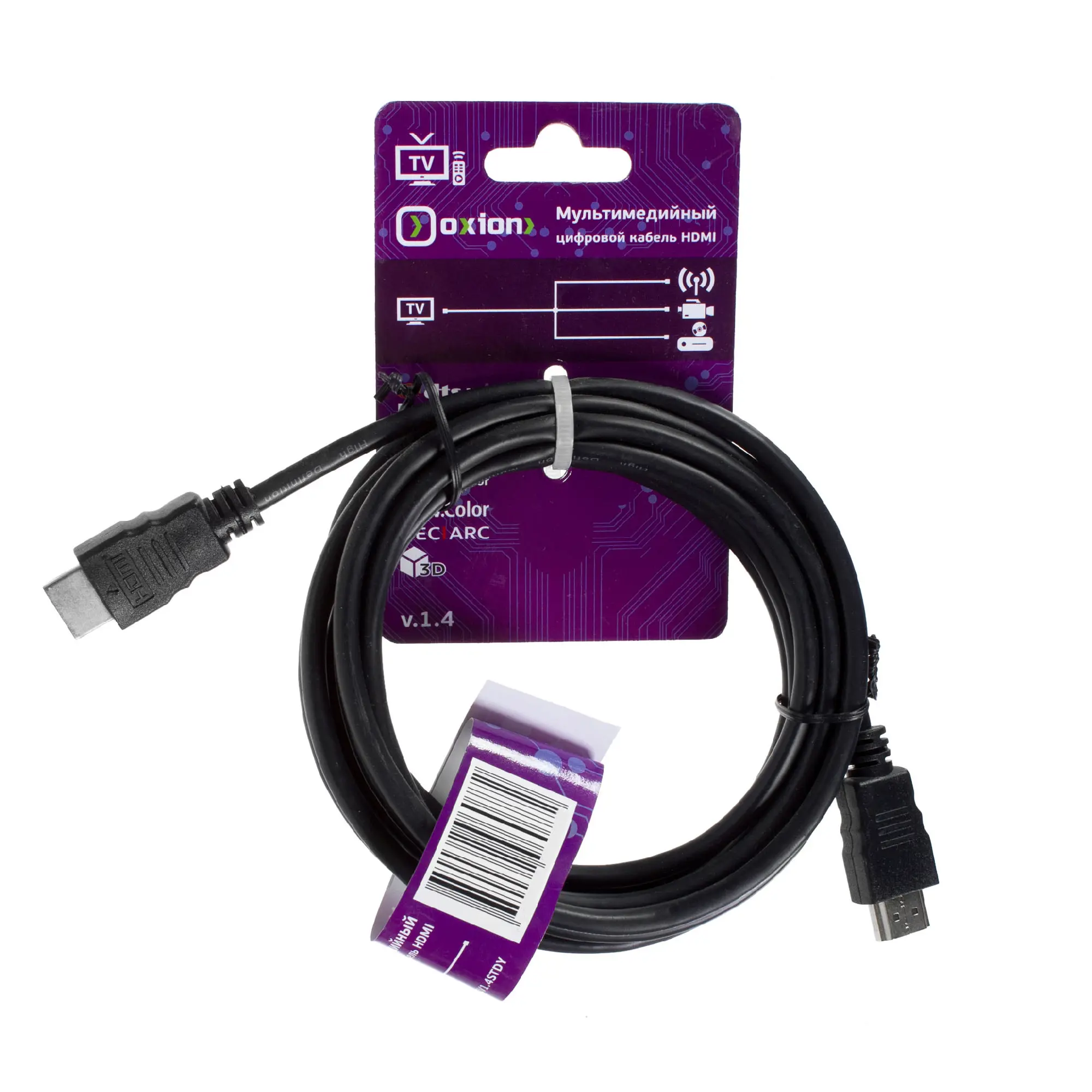 Кабель HDMI 3D Oxion «Стандарт» 3 м, ПВХ/медь, цвет чёрный - 2