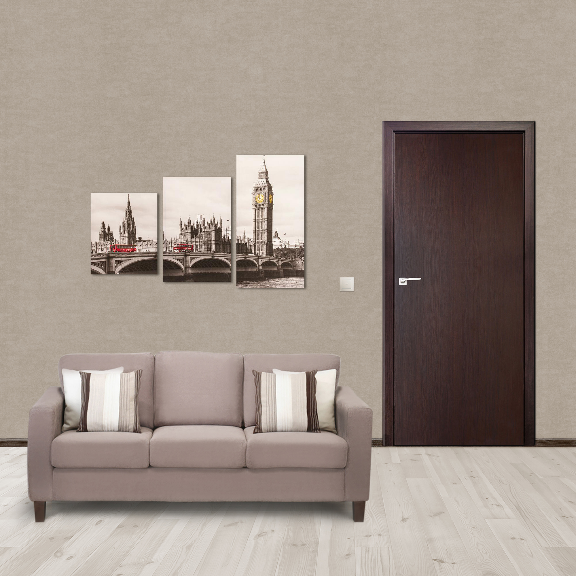 Изображение товара Дверь межкомнатная глухая Aura 60x200 см, ламинация, цвет венге 3D