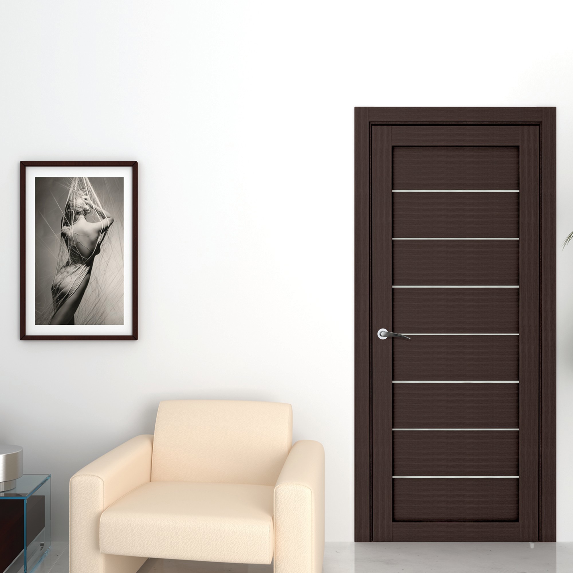 Изображение товара Дверь межкомнатная глухая Сабрина 70x200 см, ламинация, цвет мокко, с фурнитурой