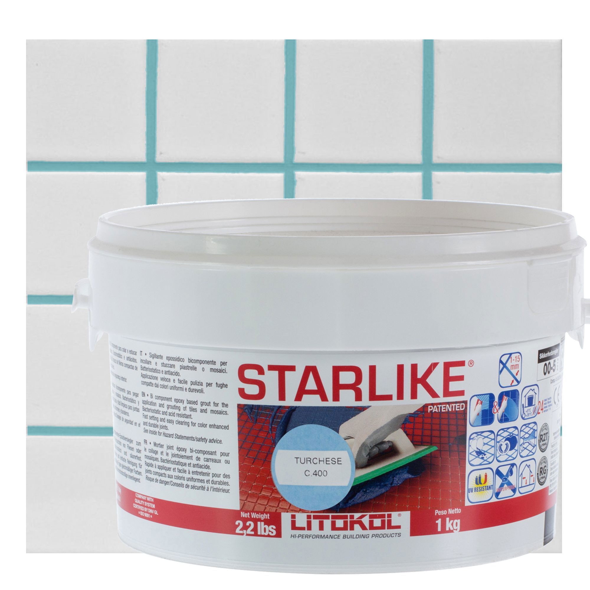 Изображение товара Затирка эпоксидная Litochrom Starlike C.400, 1 кг, цвет бирюзовый