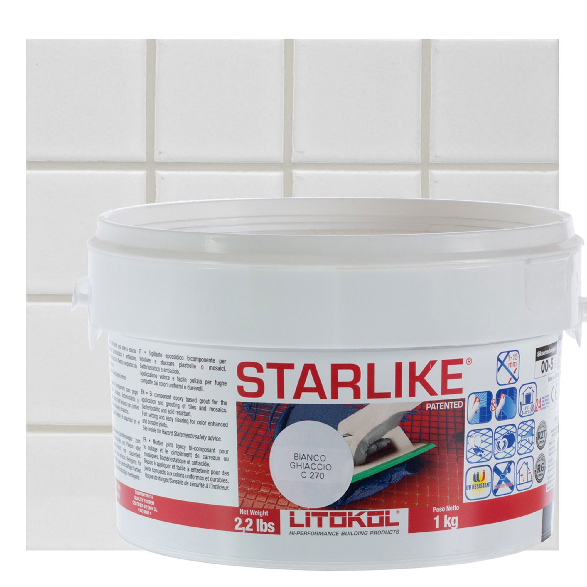 Изображение товара Эпоксидная затирка Litokol Litochrom Starlike C270 Белая 1 кг для плитки