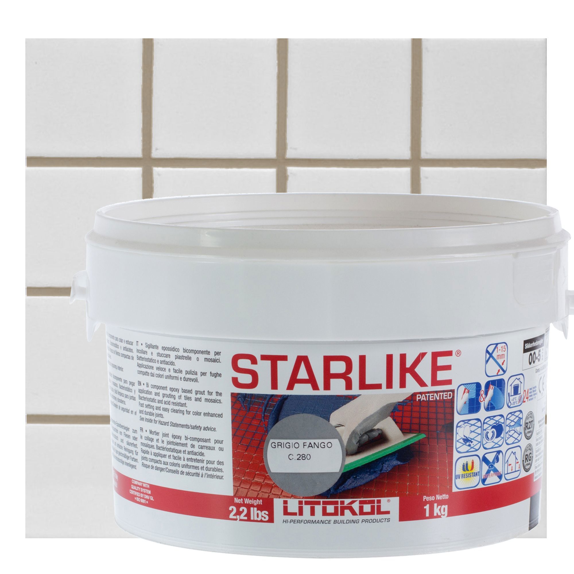 Изображение товара Эпоксидная затирка Litokol Litochrom Starlike C280 серого цвета 1 кг