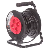 Изображение товара Удлинитель на катушке Защита Про 4 розетки с заземлением 3x1.5 мм 30 м цвет черный/красный