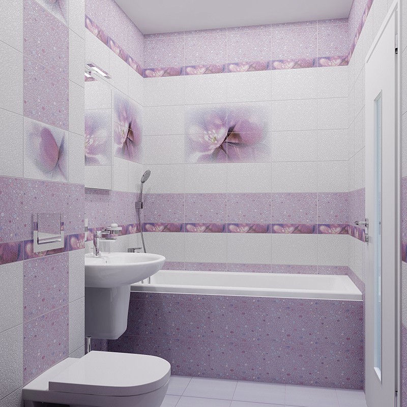 Изображение товара Плитка напольная Лила 41.8х41.8 см фиолетовая для ванной комнаты