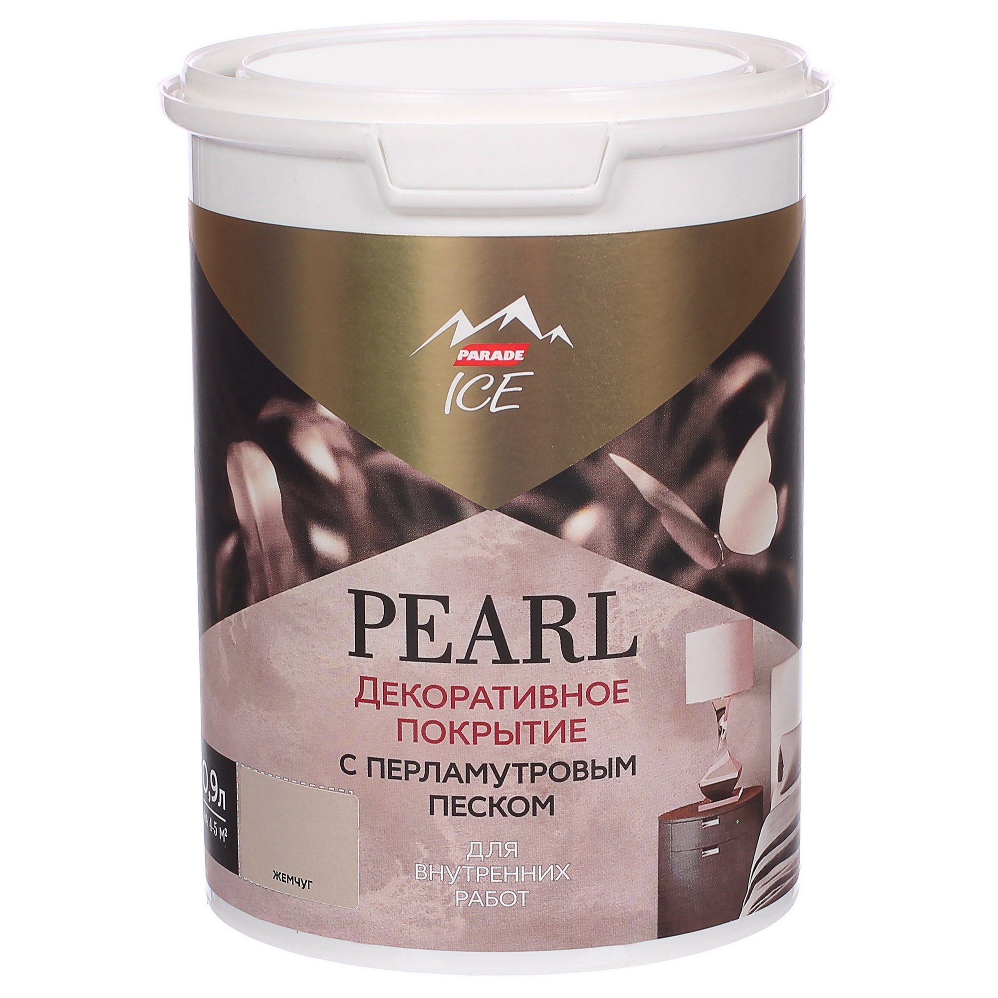 Изображение товара Декоративное покрытие Parade Ice Pearl с эффектом перламутрового песка цвет жемчуг 0.9 л