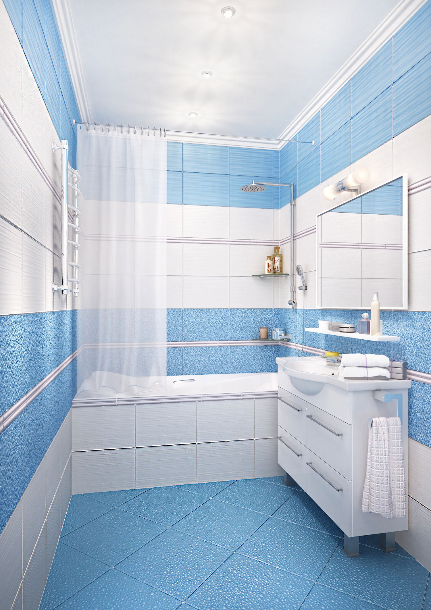 Изображение товара Плитка напольная  Вэйв 2П, цвет голубой, 400х400 1,76 м2