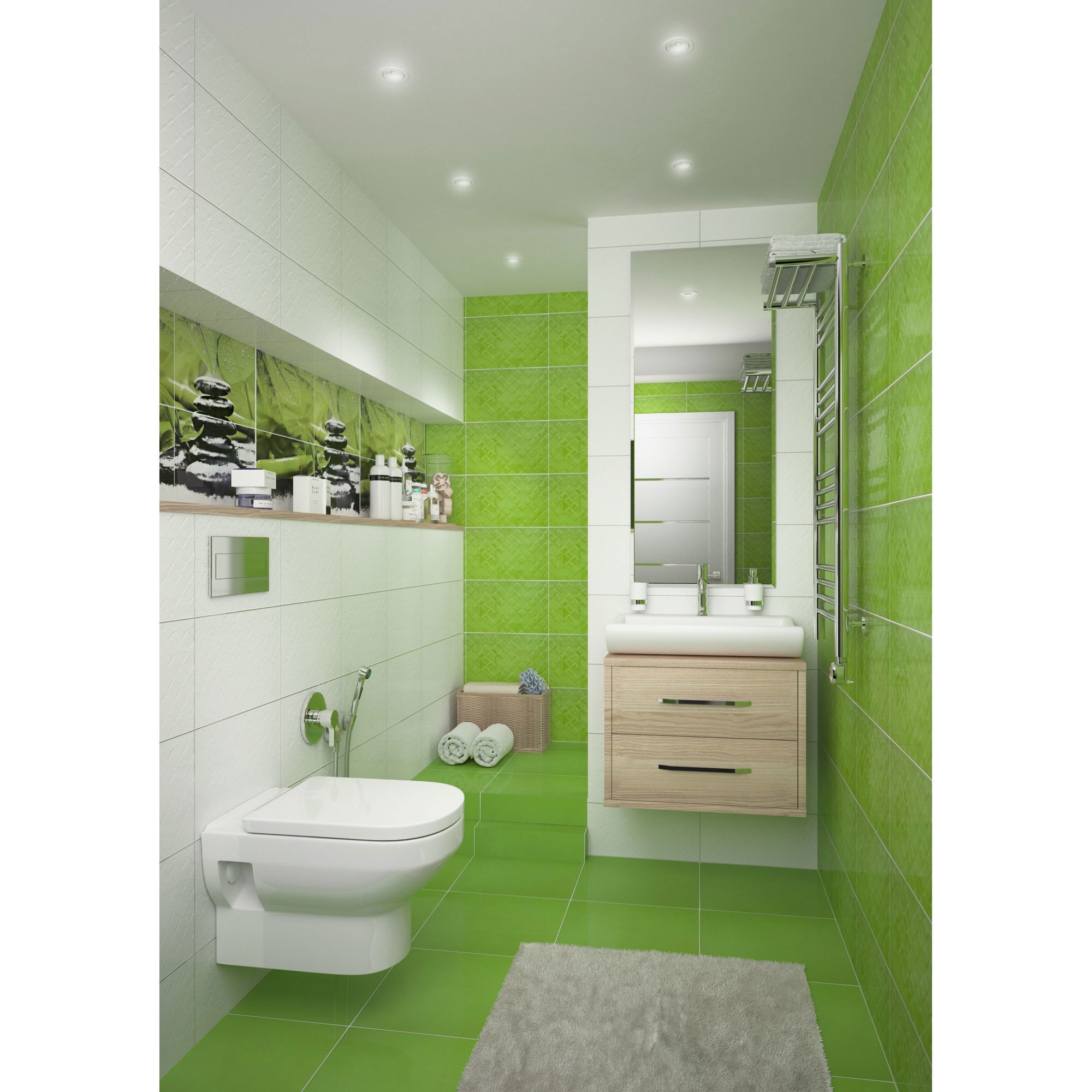 Изображение товара Плитка настенная Golden Tile Relax 25x40 см зелёная