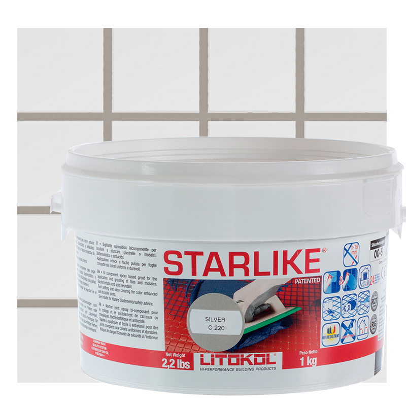 Изображение товара Эпоксидная затирка Litokol Litochrom Starlike C.220 светло-серая 1 кг