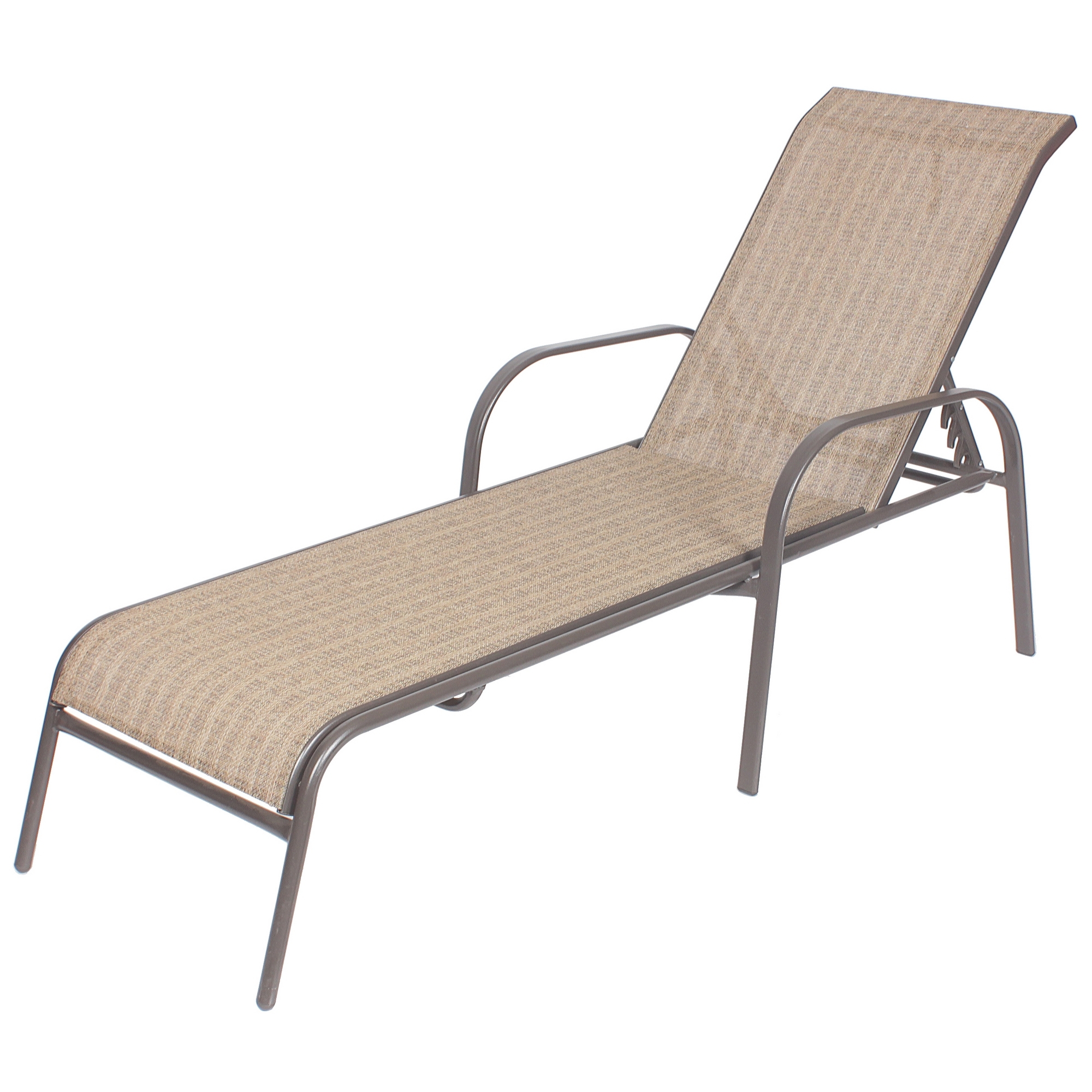 Изображение товара Бежевый шезлонг 200х66х51 из металла с текстиленом для отдыха у бассейна