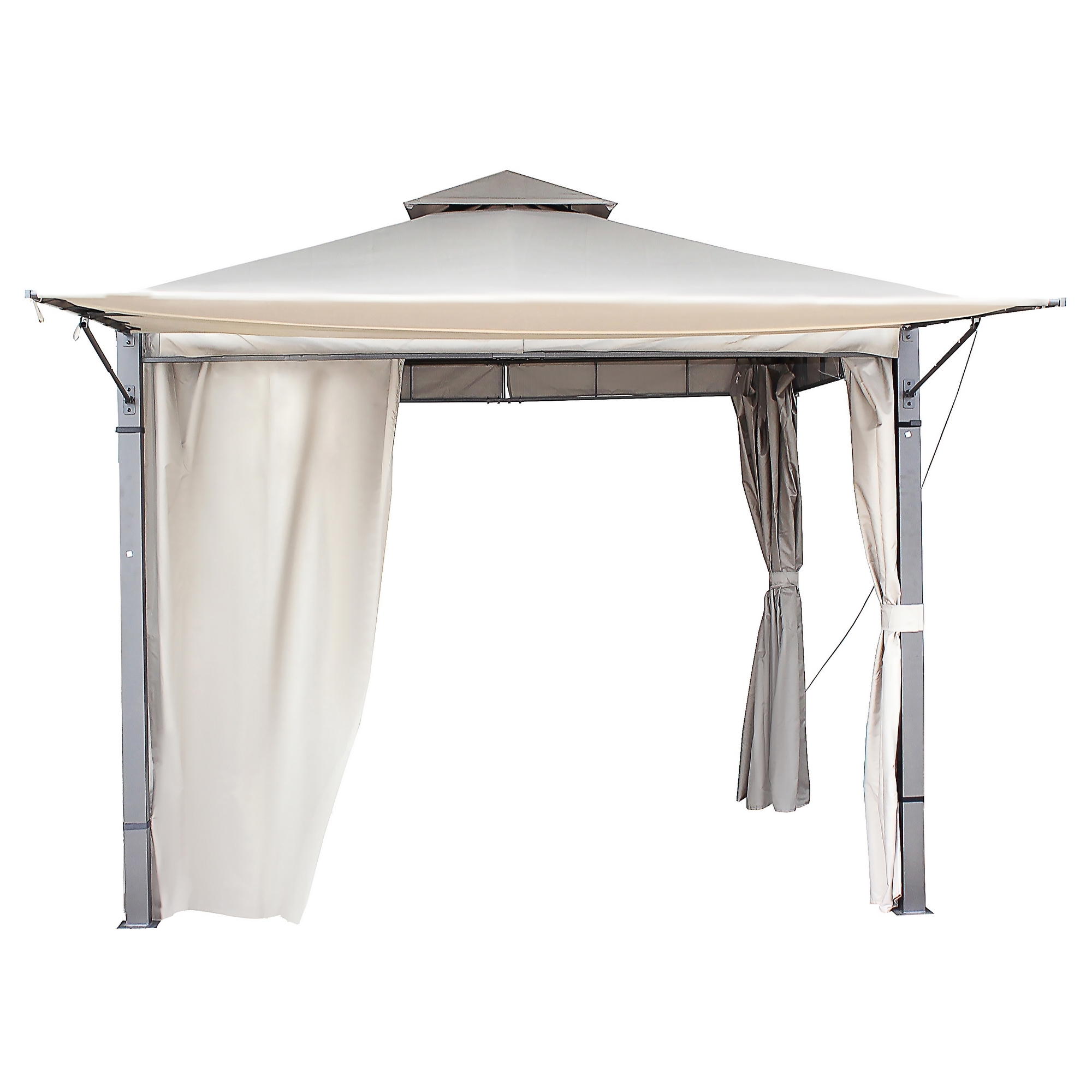 Изображение товара Садовый павильон 3x3 м с козырьком и шторками, металлический каркас