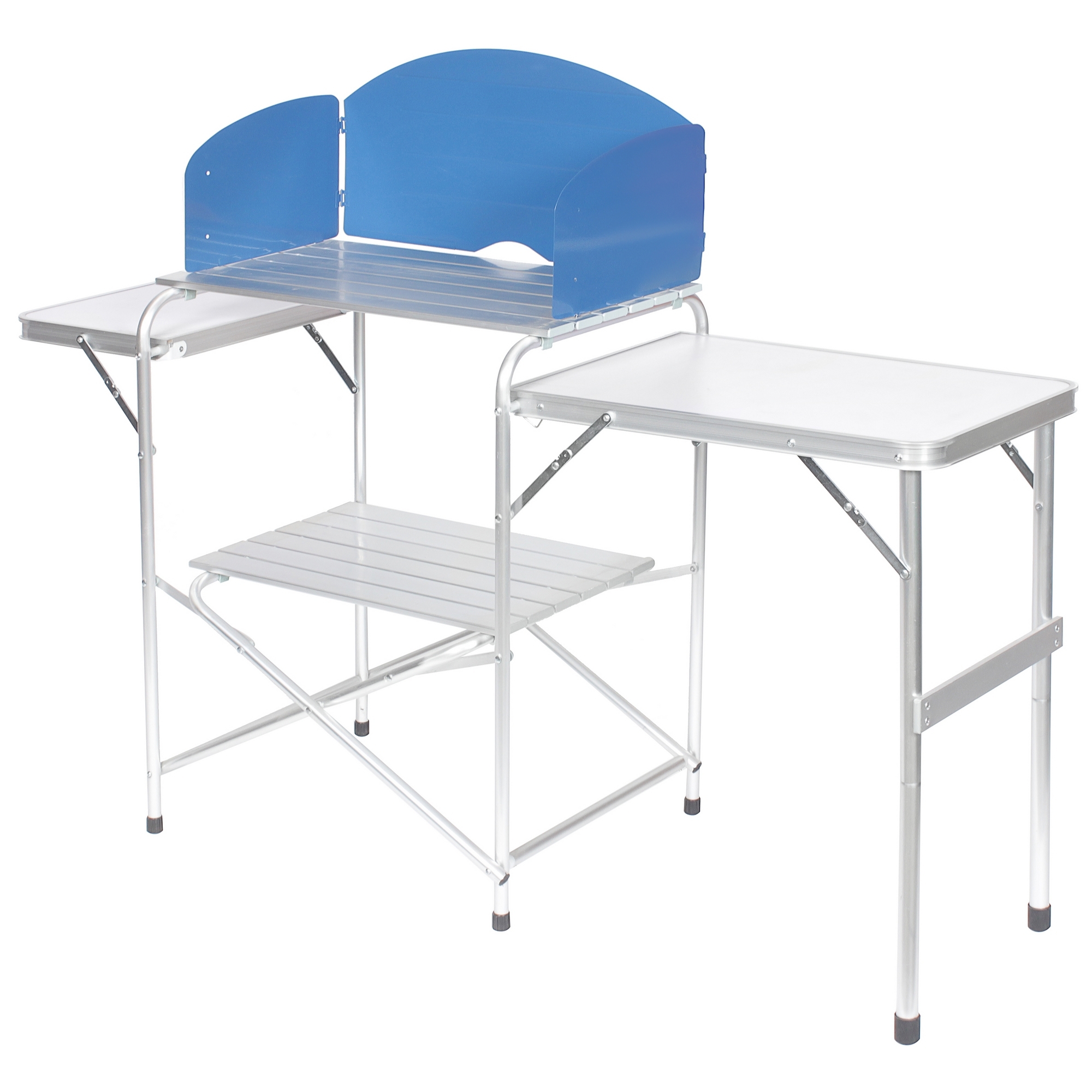 Изображение товара Складной столик для пикника с полками из алюминия и пластика