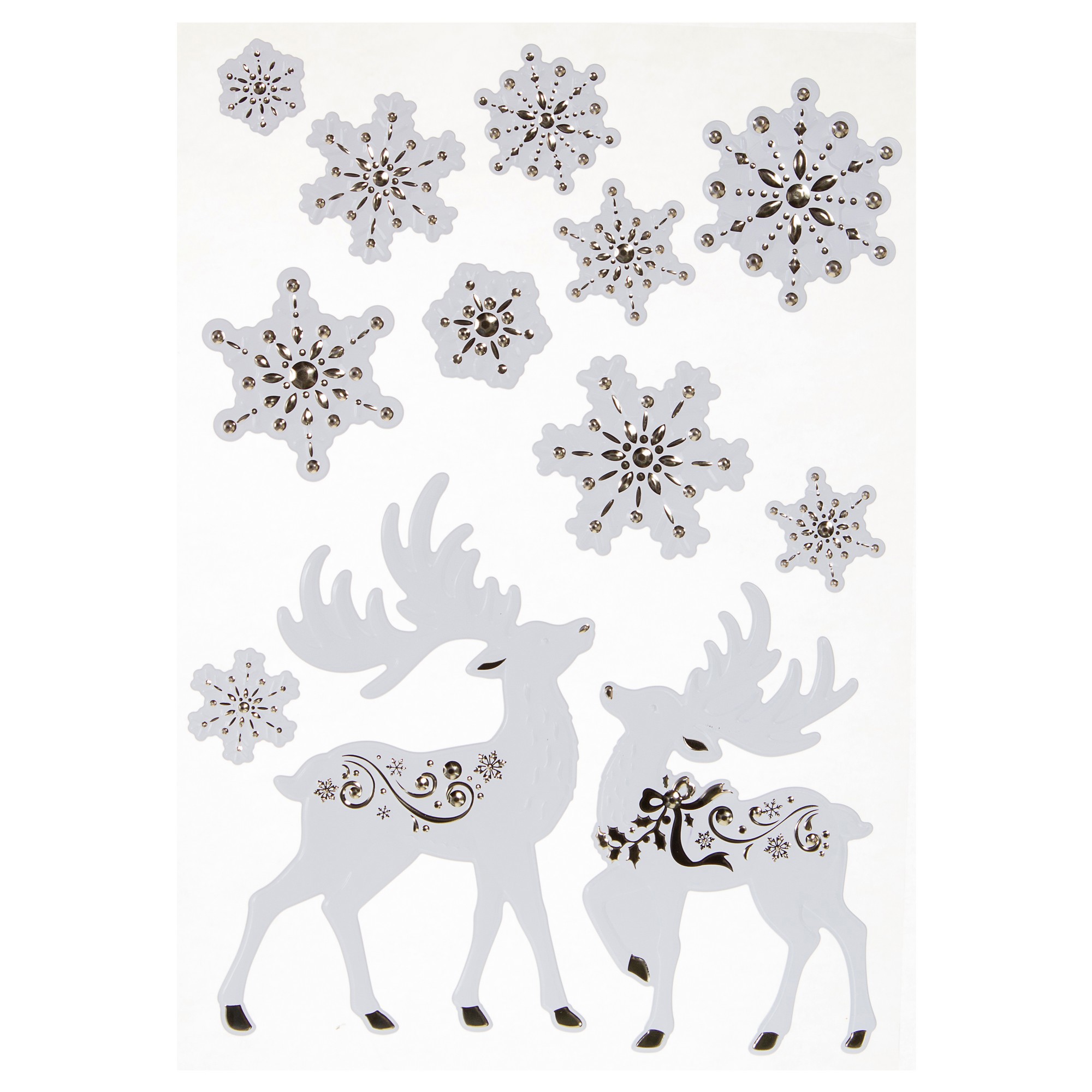 Изображение товара Наклейки 3D "Олени и Снежинки" для Нового года