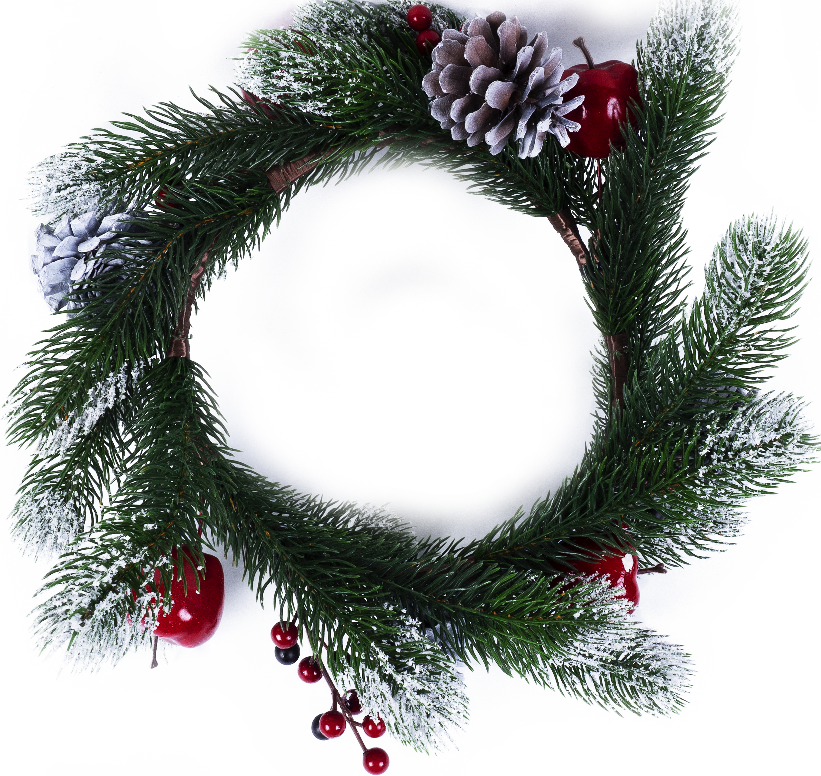 Изображение товара Украшение Венок снежный с ягодами 40 см рождественский декор из стали