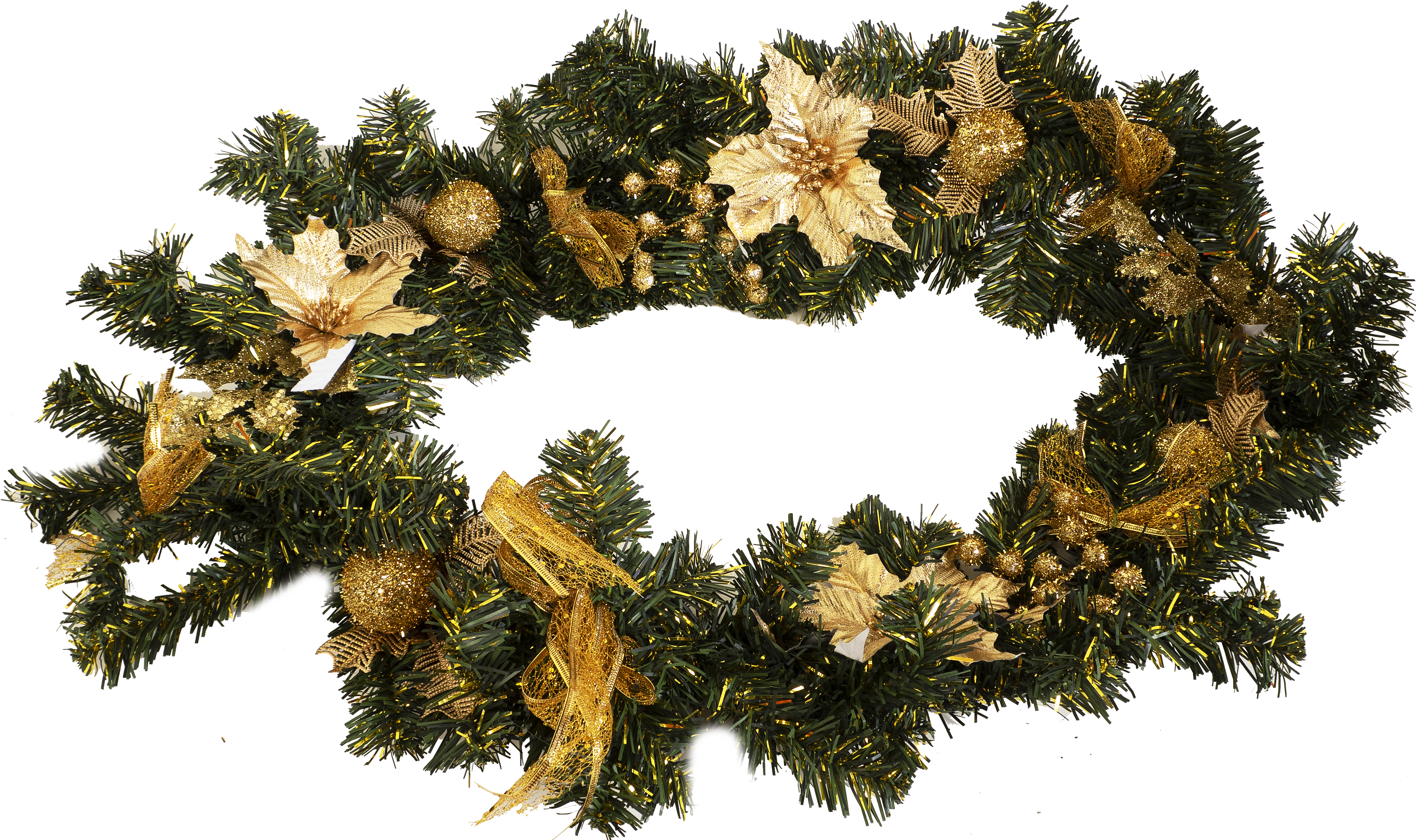 Изображение товара Гирлянда золотая 182 см с цветами, шарами и бантами