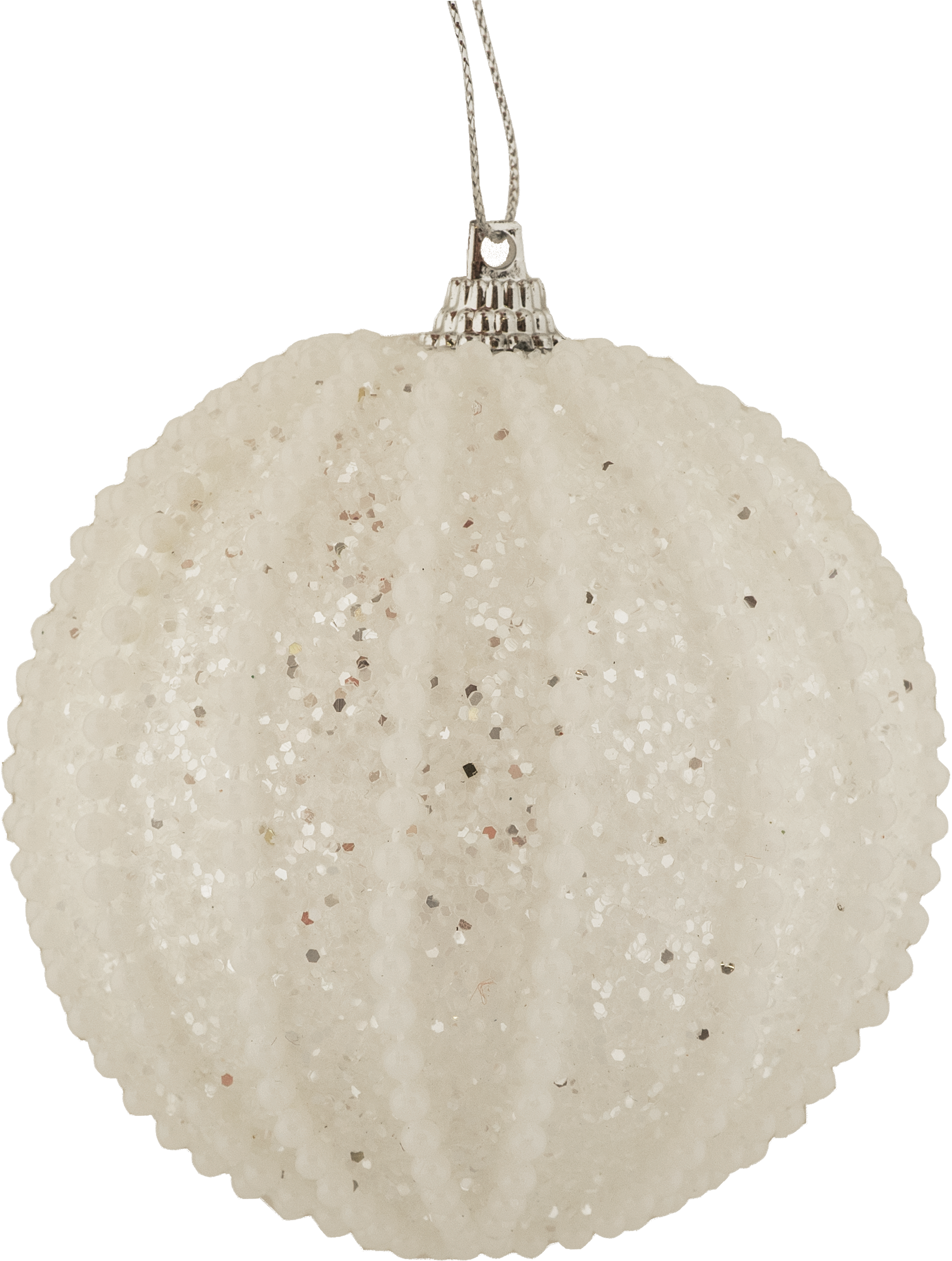 Изображение товара Шар ёлочный с бисером,8 см, цвет белый