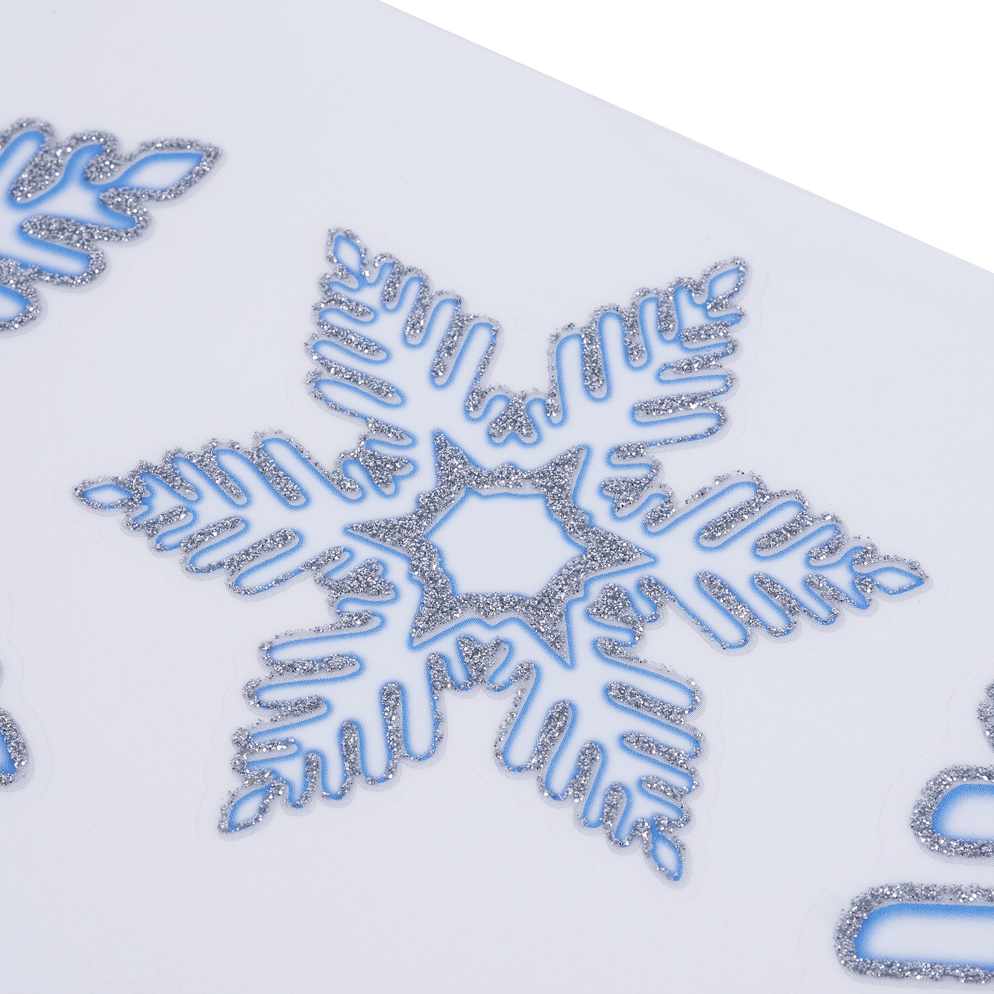 Изображение товара Наклейки 3D Олень и снежинки синие для новогоднего оформления интерьера