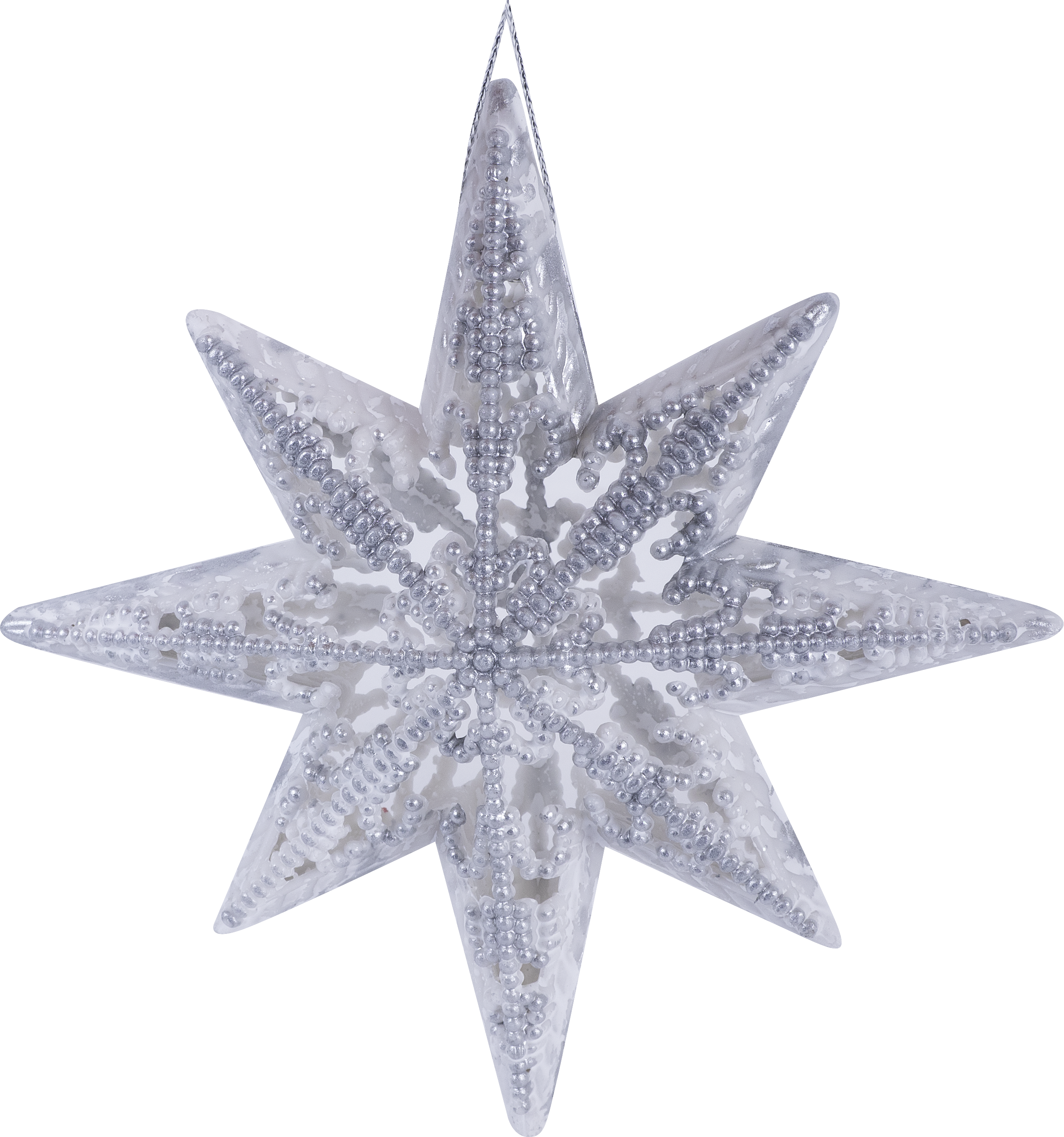 Изображение товара Ёлочное украшение «Звезда» пластик, 13 см, цвет серебристый/белый