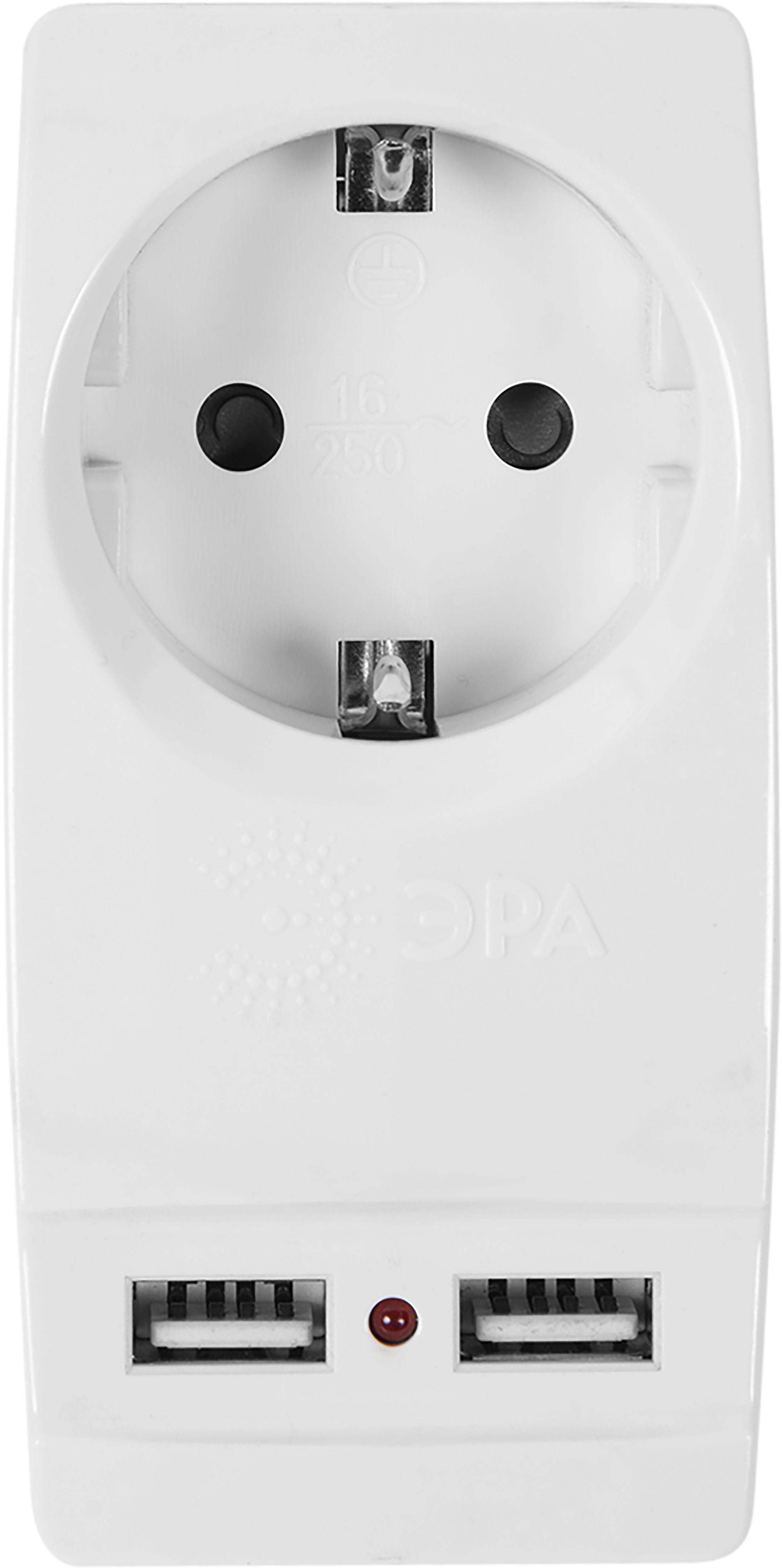 Разветвитель Эра SP-1e 1 розетка с заземлением 16 А 2 USB 2.1 А цвет белый - 1