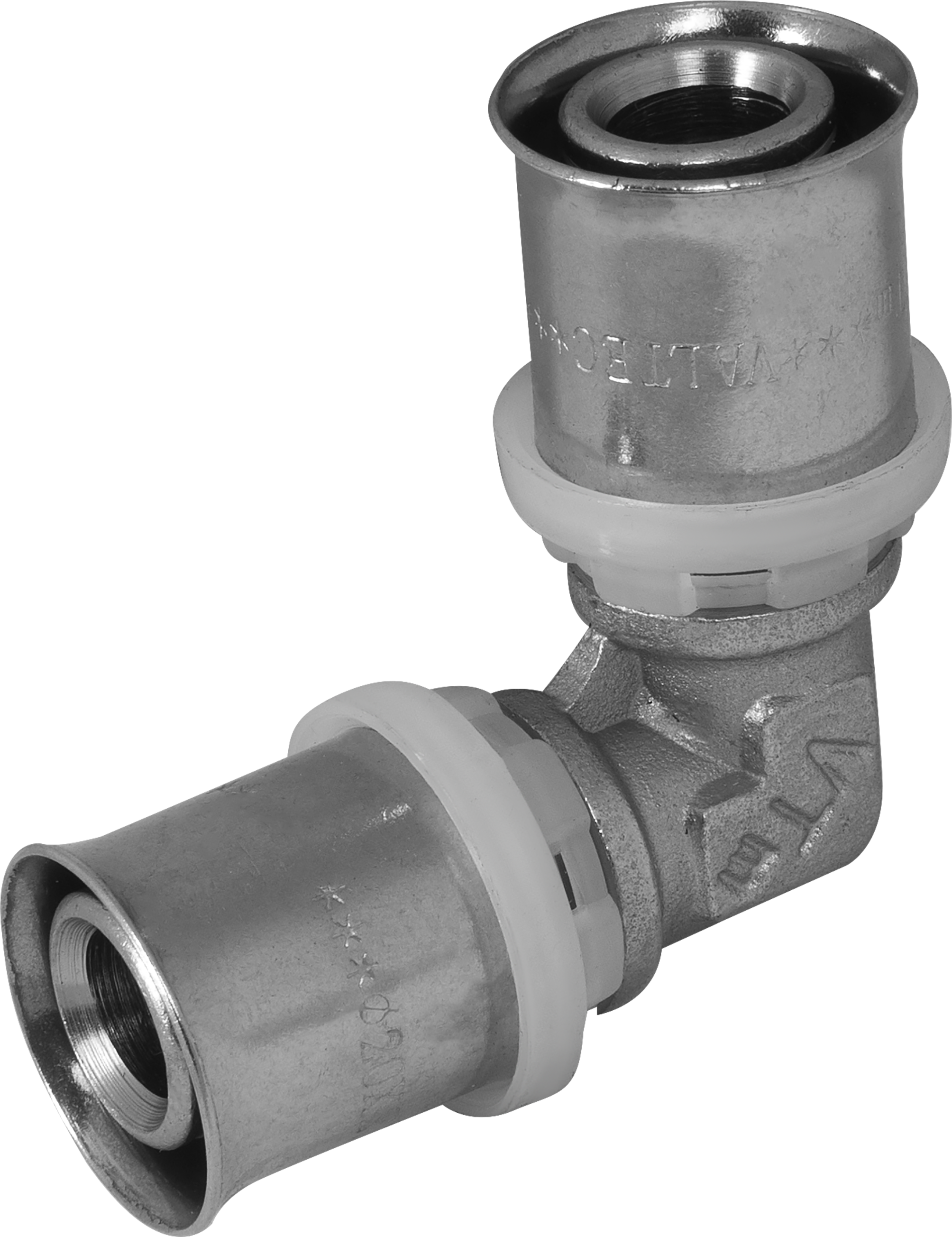 Изображение товара Угол 90° Valtec из латуни 20x20 мм для металлопластиковых труб, надежный и долговечный