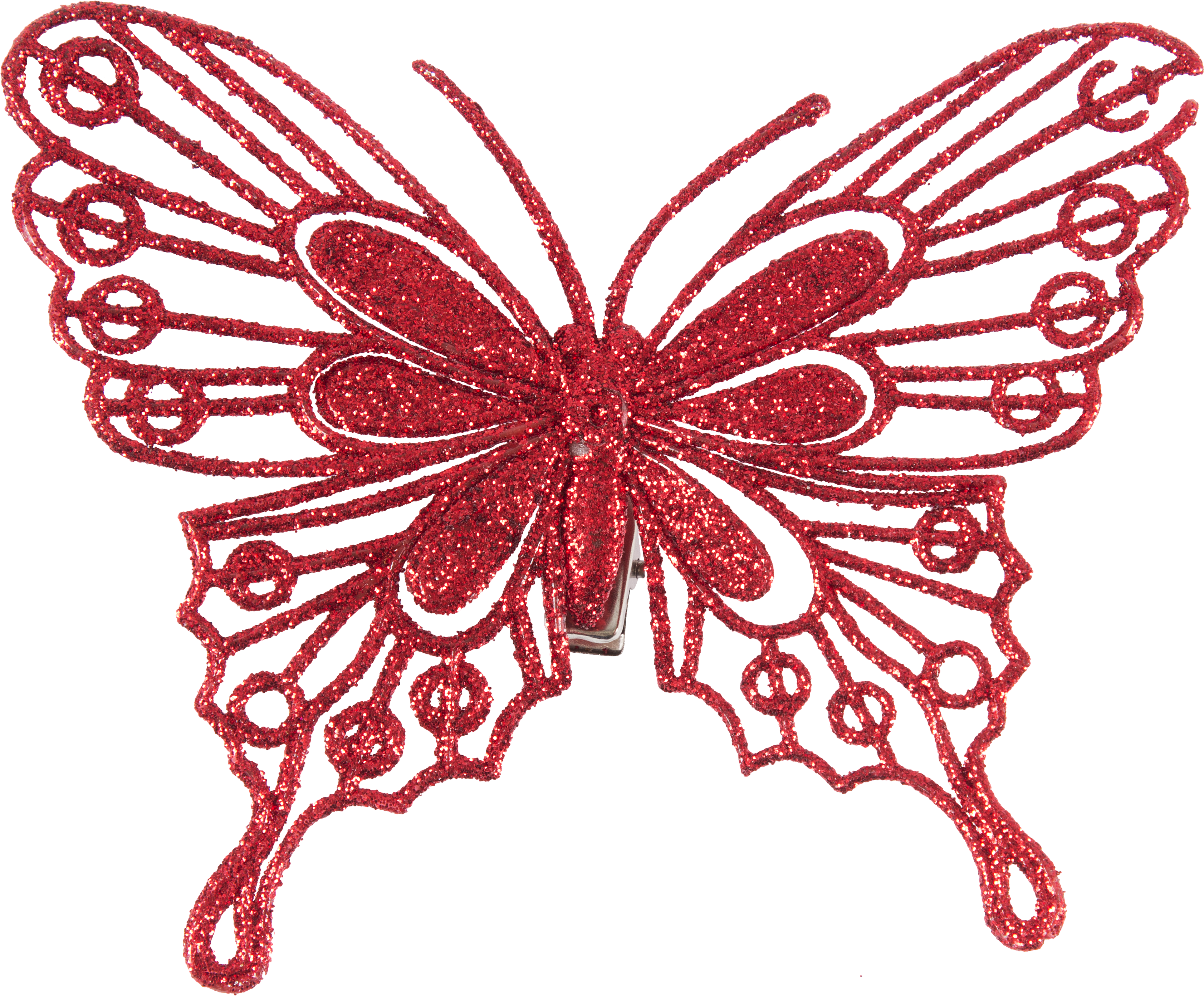 Изображение товара Набор ёлочных украшений «Бабочки» 10 см, цвет красный, 4 шт.