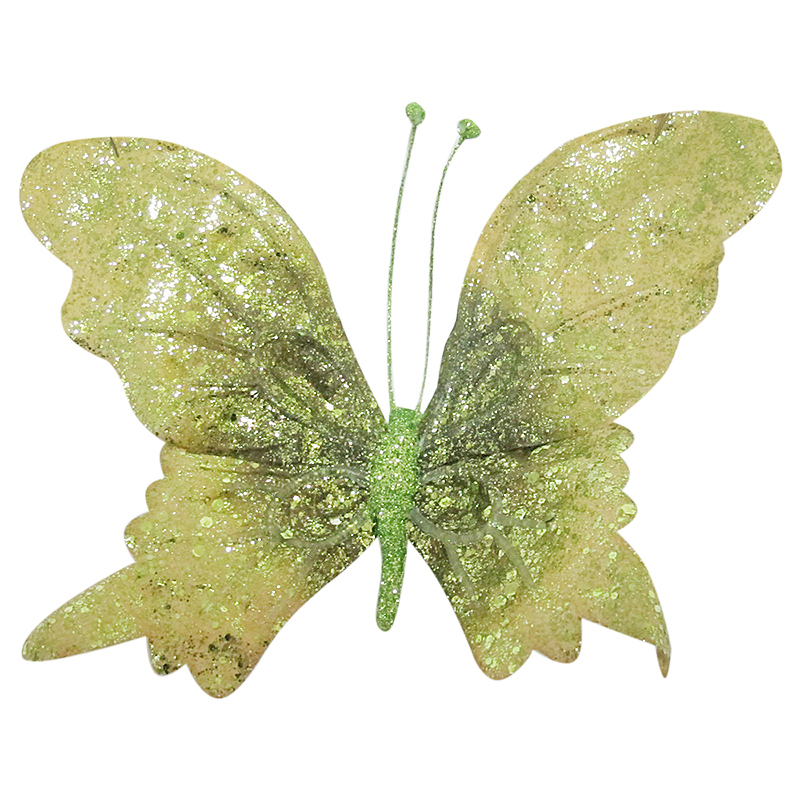 Изображение товара Ёлочное украшение «Бабочка на клипсе, 19 см, цвет зеленый