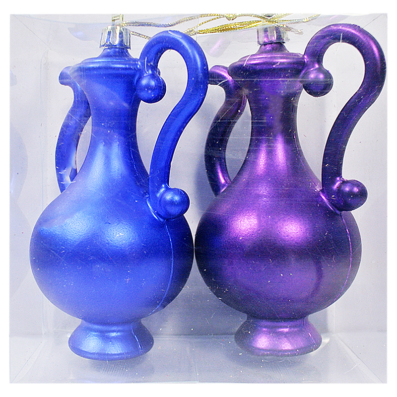 Изображение товара Ёлочное украшение Кувшины двухцветное из небьющегося пластика, 12 см, набор 2 шт