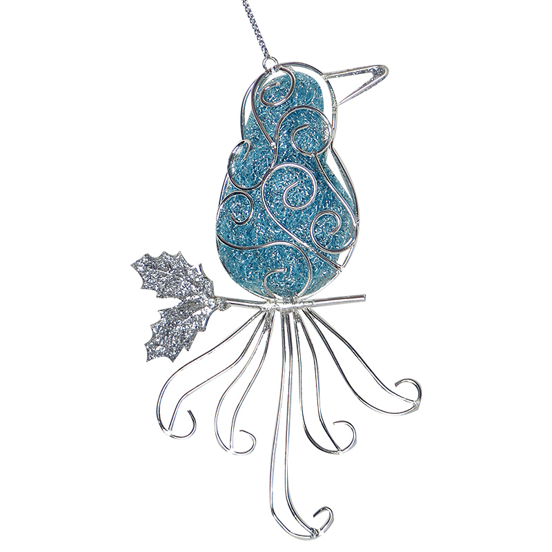 Изображение товара Ёлочное украшение «Птичка» металл, цвет голубой, 12 см