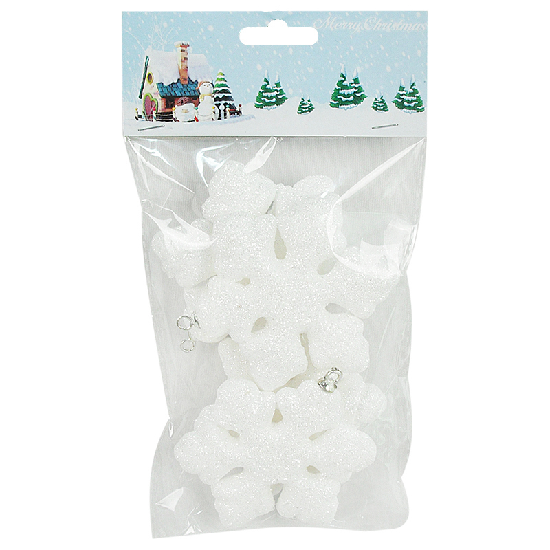 Изображение товара Набор елочных украшений снежинки 7.5 см белый 4 шт зимний дизайн