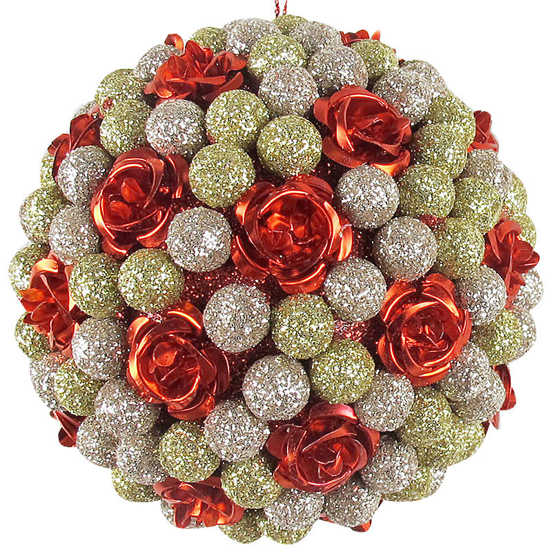 Изображение товара Новогодний декоративный шар 8 см красно-золотой Елочная игрушка