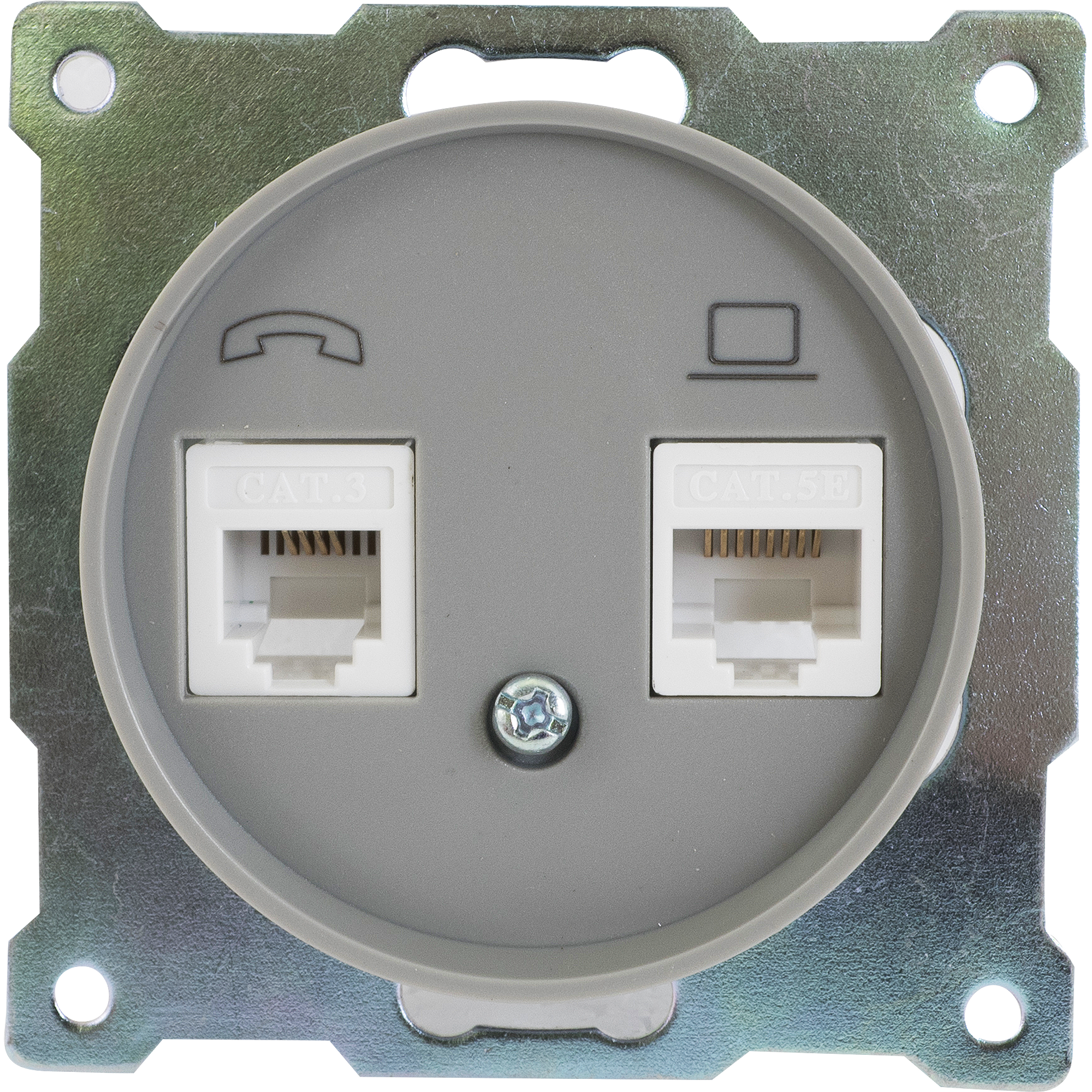 Изображение товара Телефонная/компьютерная розетка встраиваемая Onekey Florence RJ11/RJ45 UTP cat 5e цвет серый