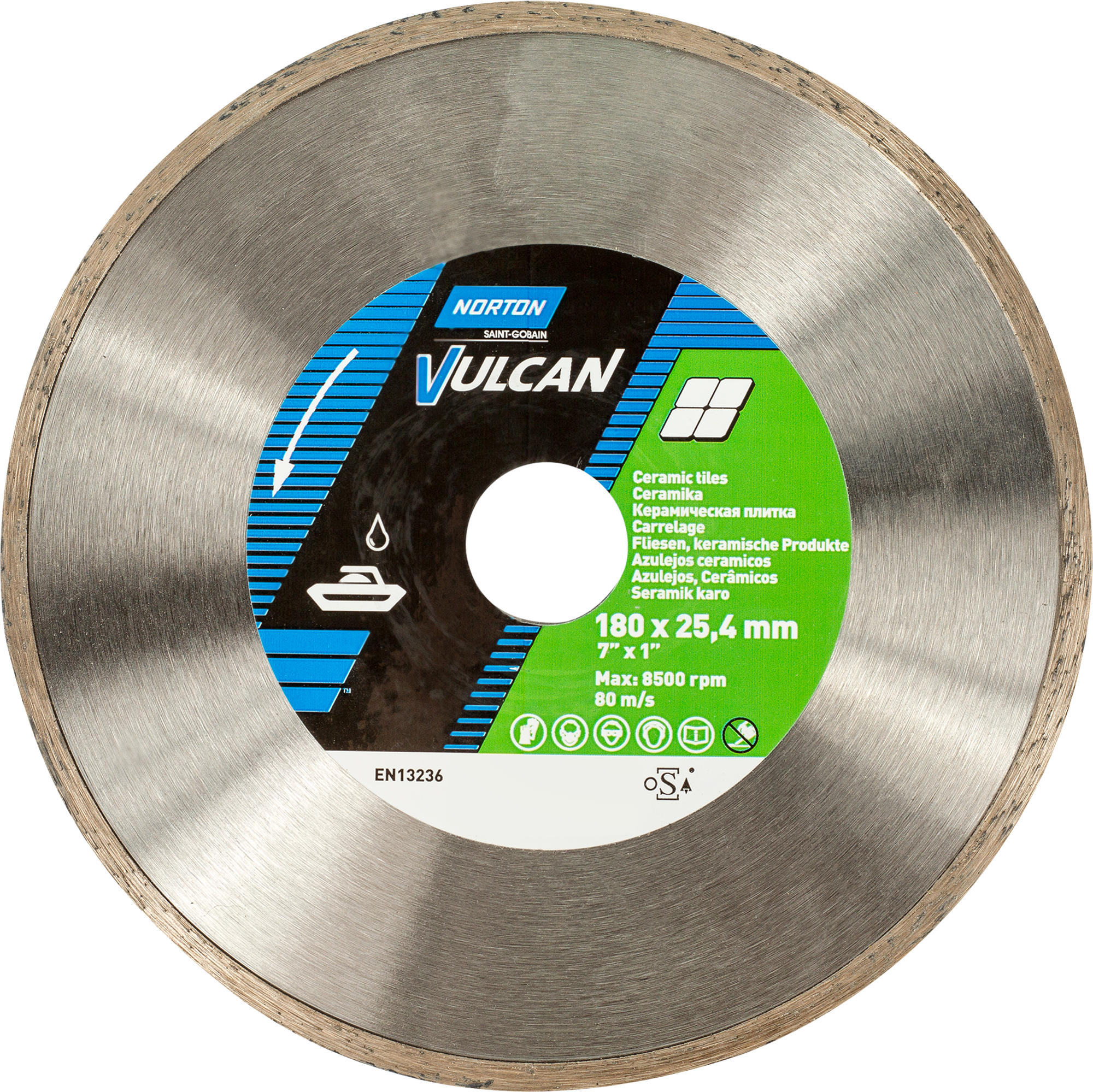 Изображение товара Диск алмазный по керамике Norton Vulcan Tile 180x25.4x1.7 мм для резки плитки
